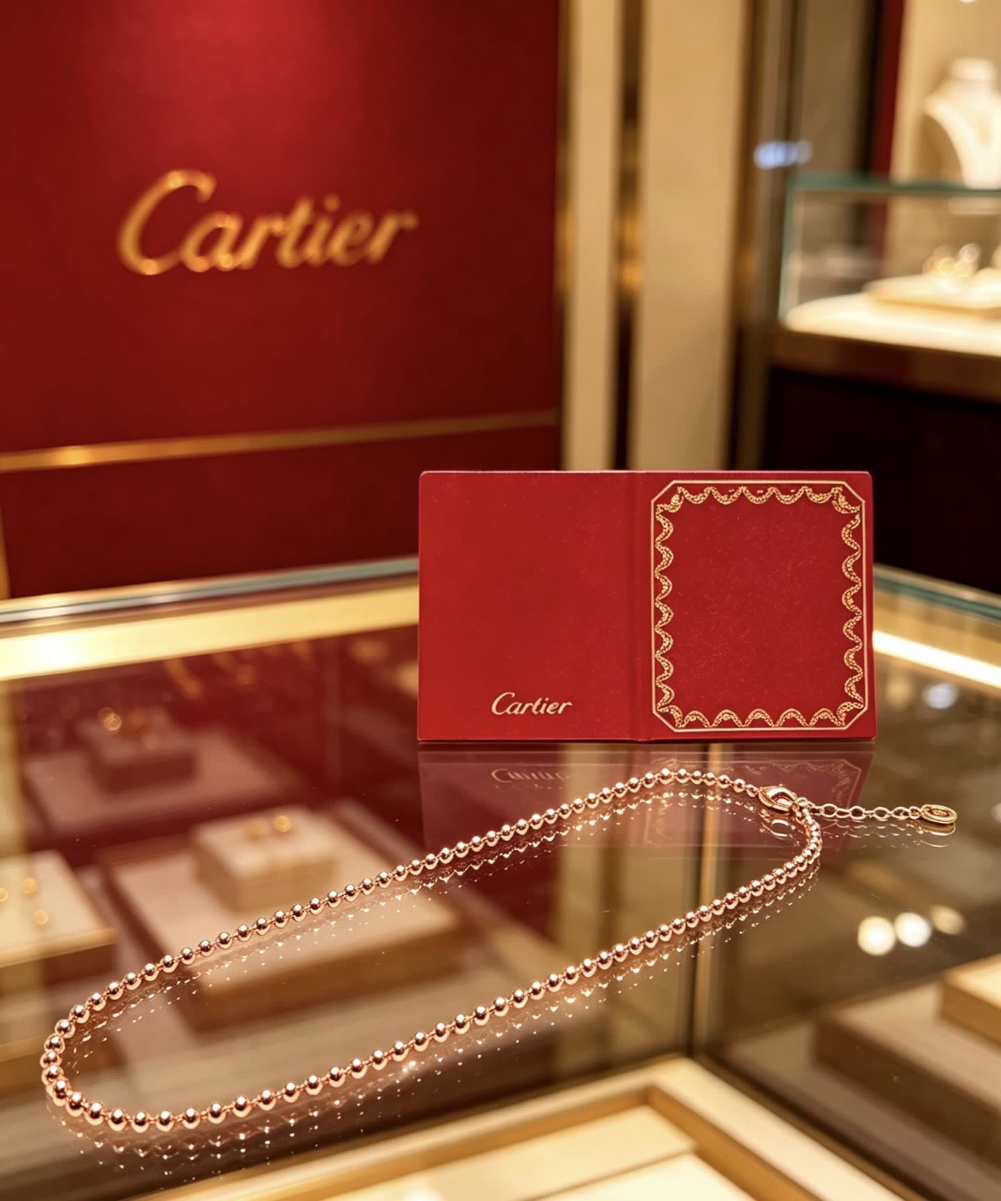 Cartier Rose Gold Beaded Necklace