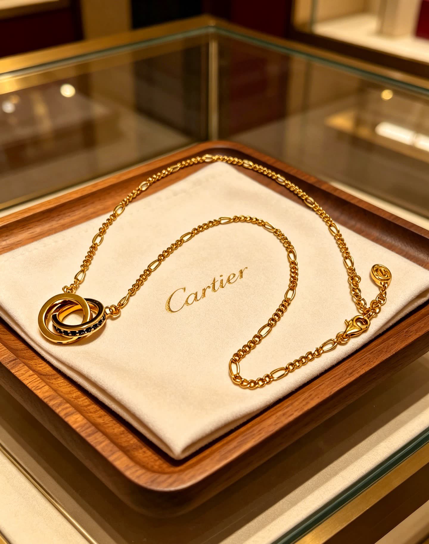 Cartier Gold Interlocking Rings Necklace