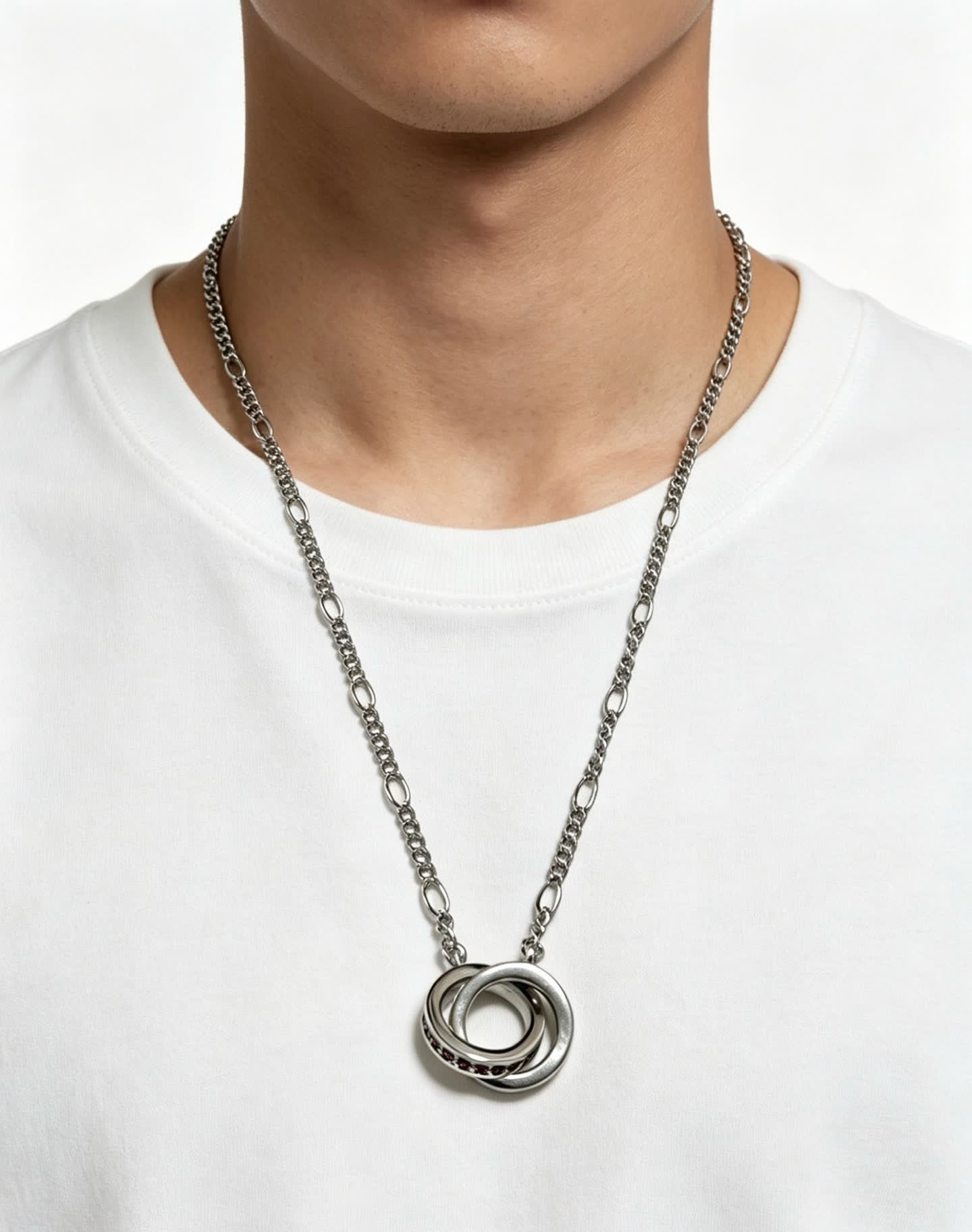Cartier Silver Interlocking Ring Necklace