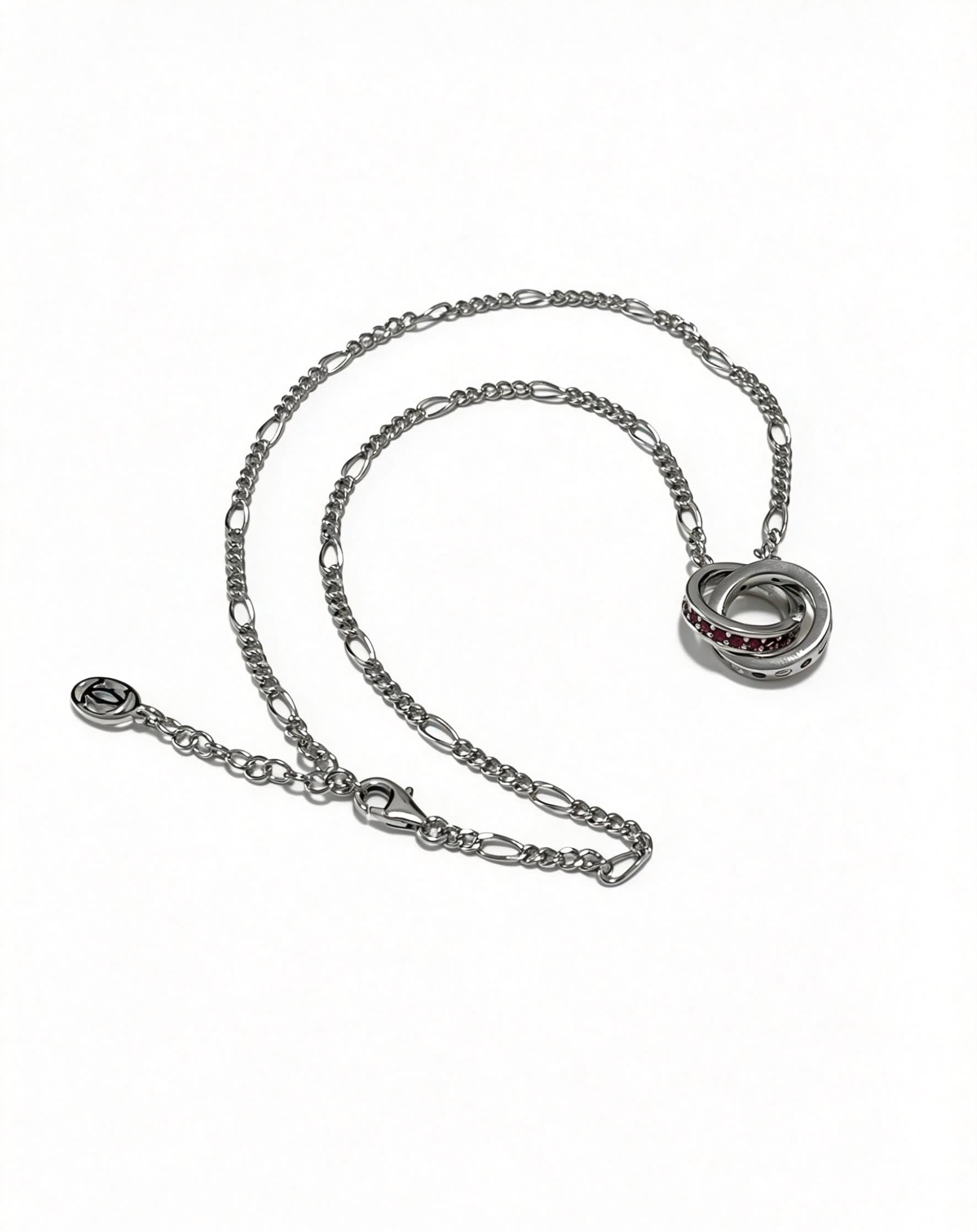 Cartier Silver Interlocking Ring Necklace