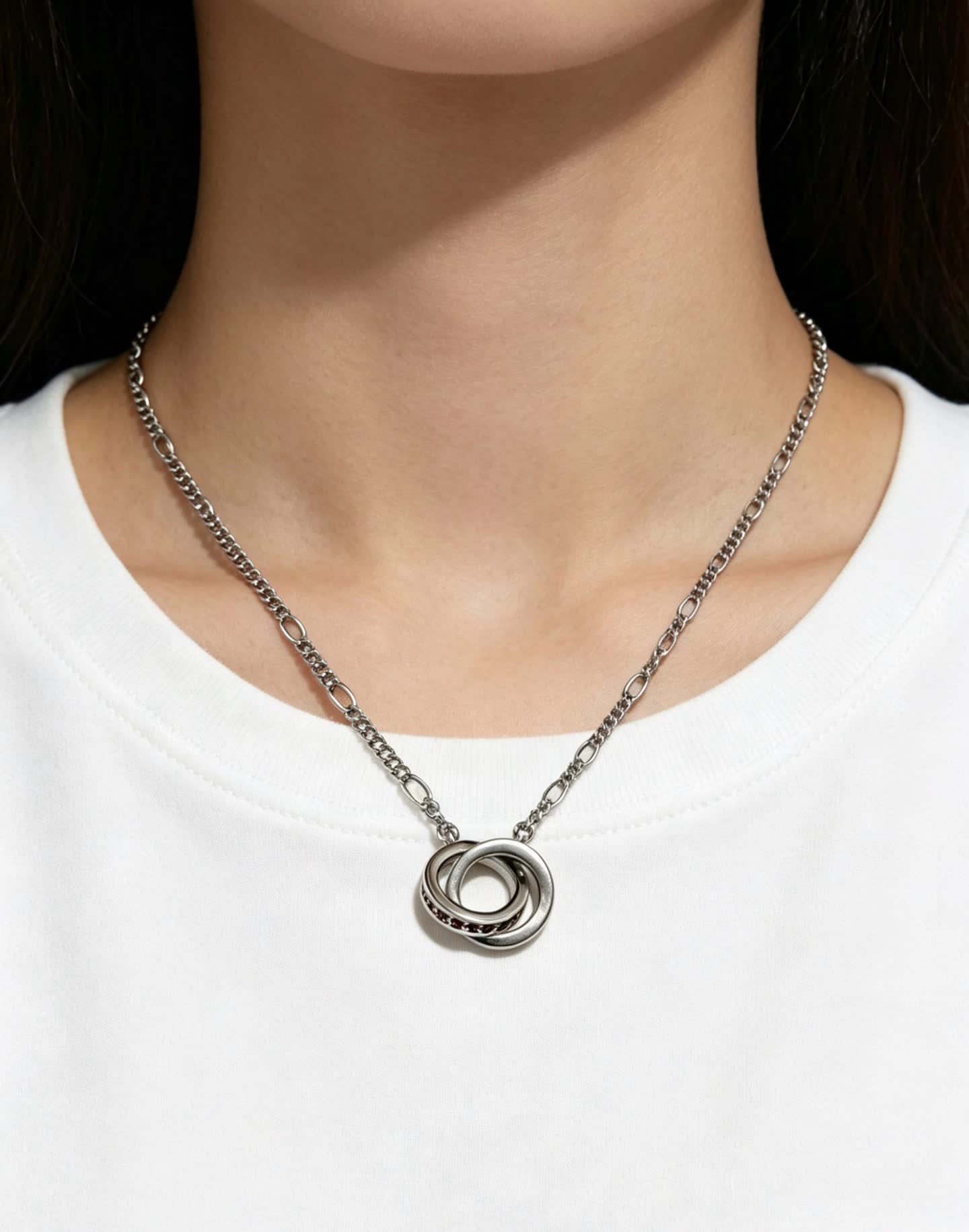 Cartier Silver Interlocking Ring Necklace