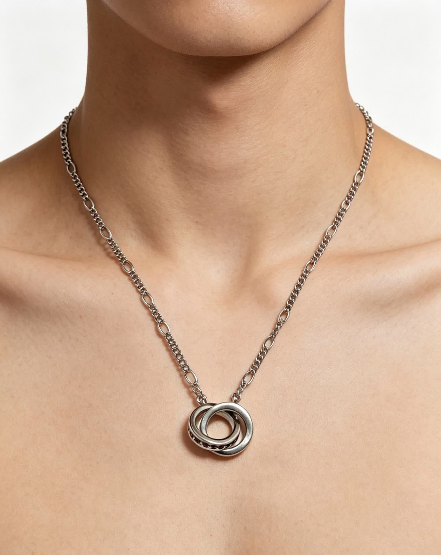 Cartier Silver Interlocking Ring Necklace