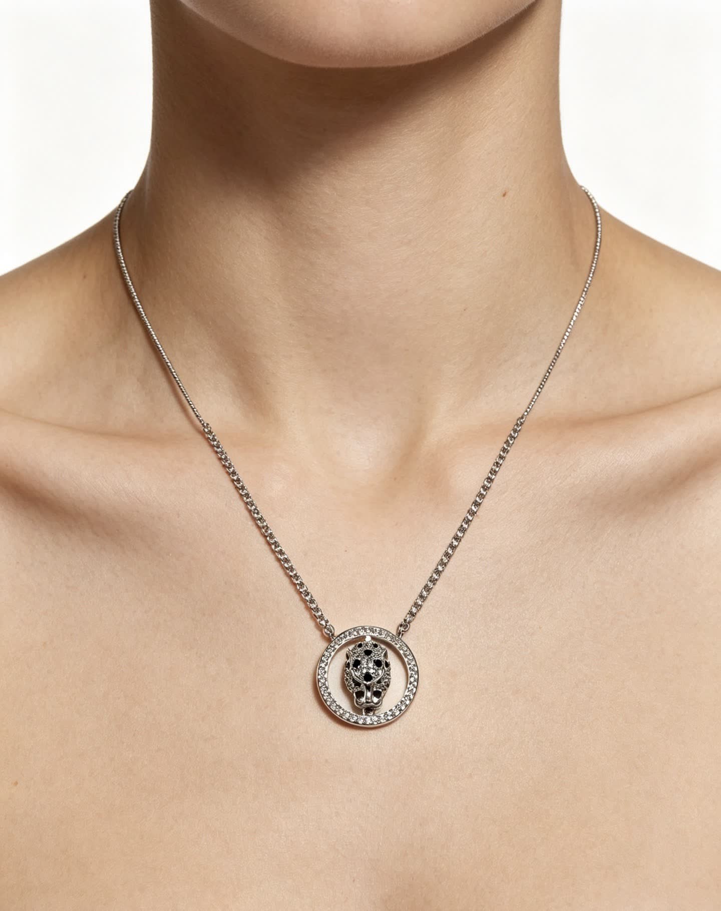 Cartier Silver Circle Leopard Pendant Necklace Cartier Silver Circle Leopard Pendant Necklace