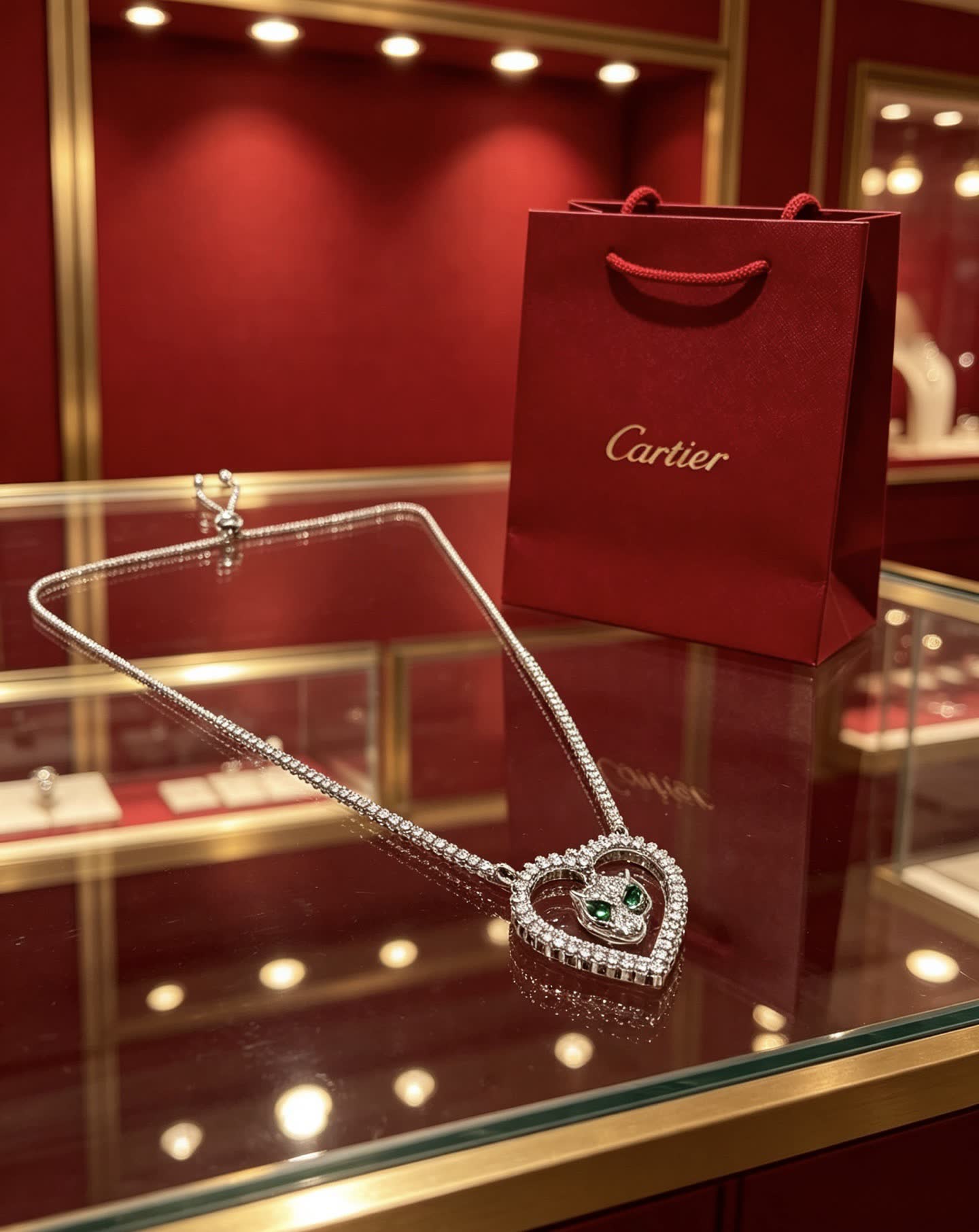 Cartier Panthere de Cartier Heart-Shaped Diamond Necklace