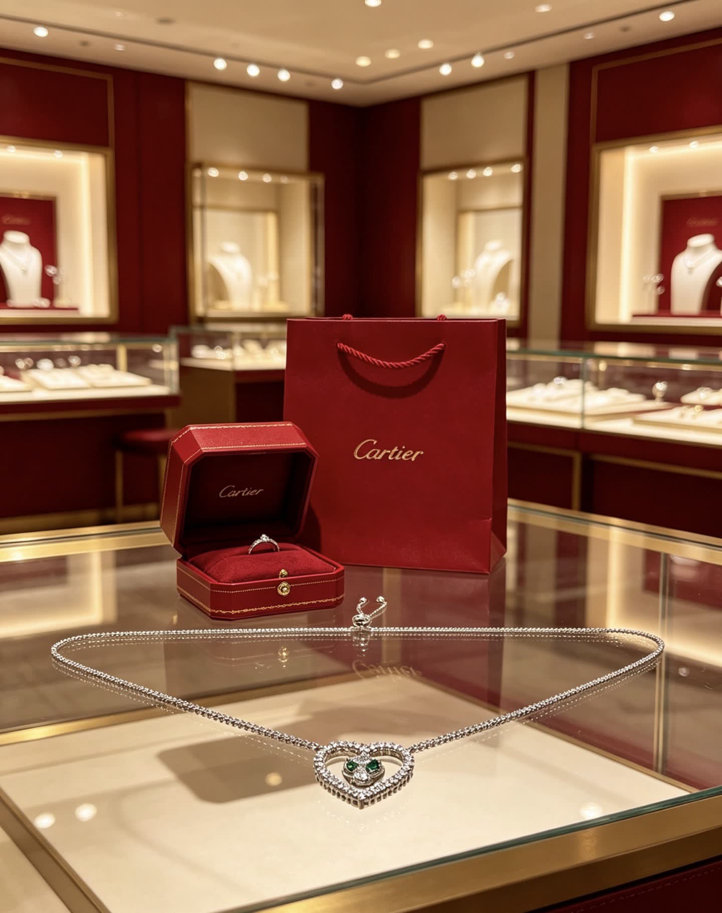 Cartier Panthere de Cartier Heart-Shaped Diamond Necklace