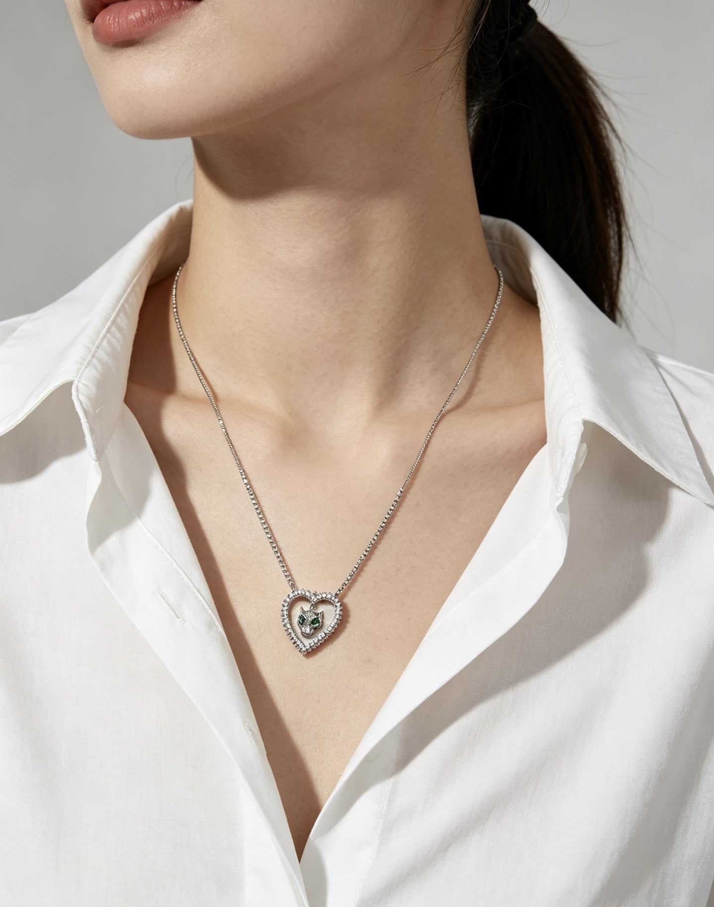 Cartier Panthere de Cartier Heart-Shaped Diamond Necklace