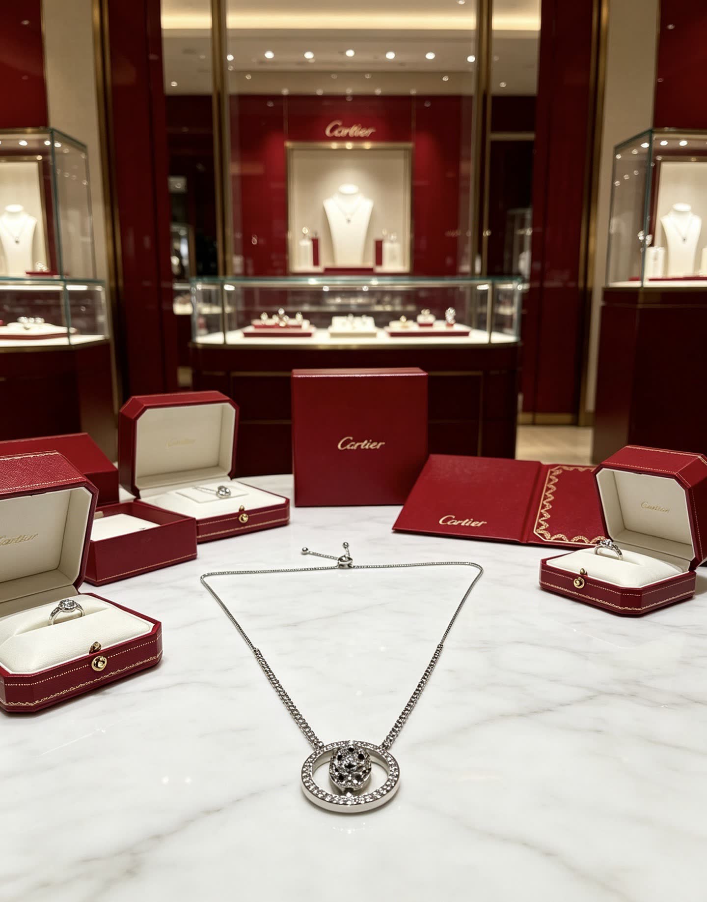 Cartier Silver Skull Pendant Necklace