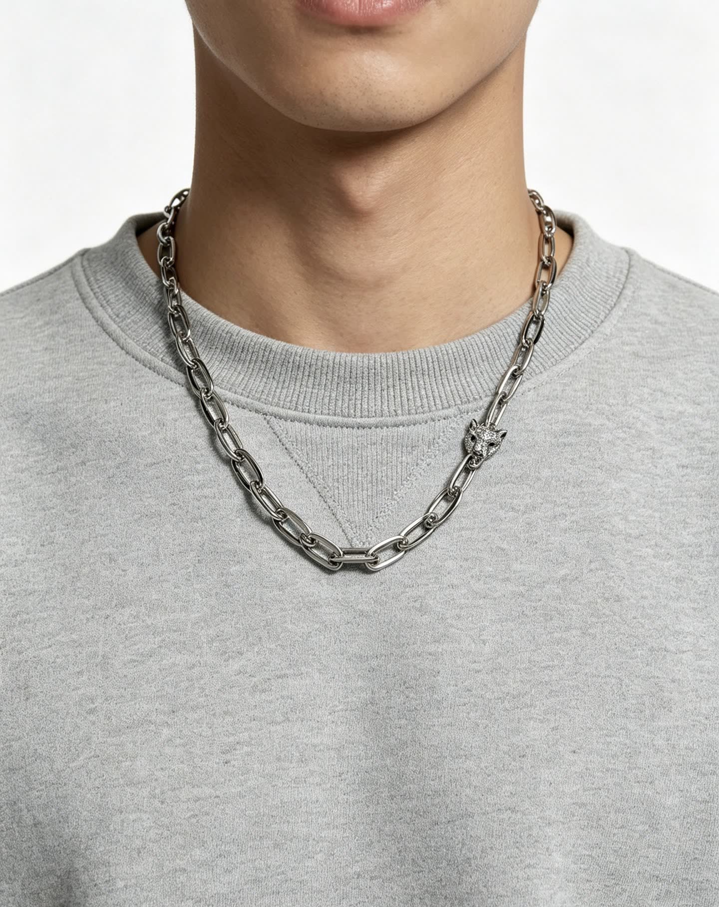 Cartier Silver Chain with Panther Pendant