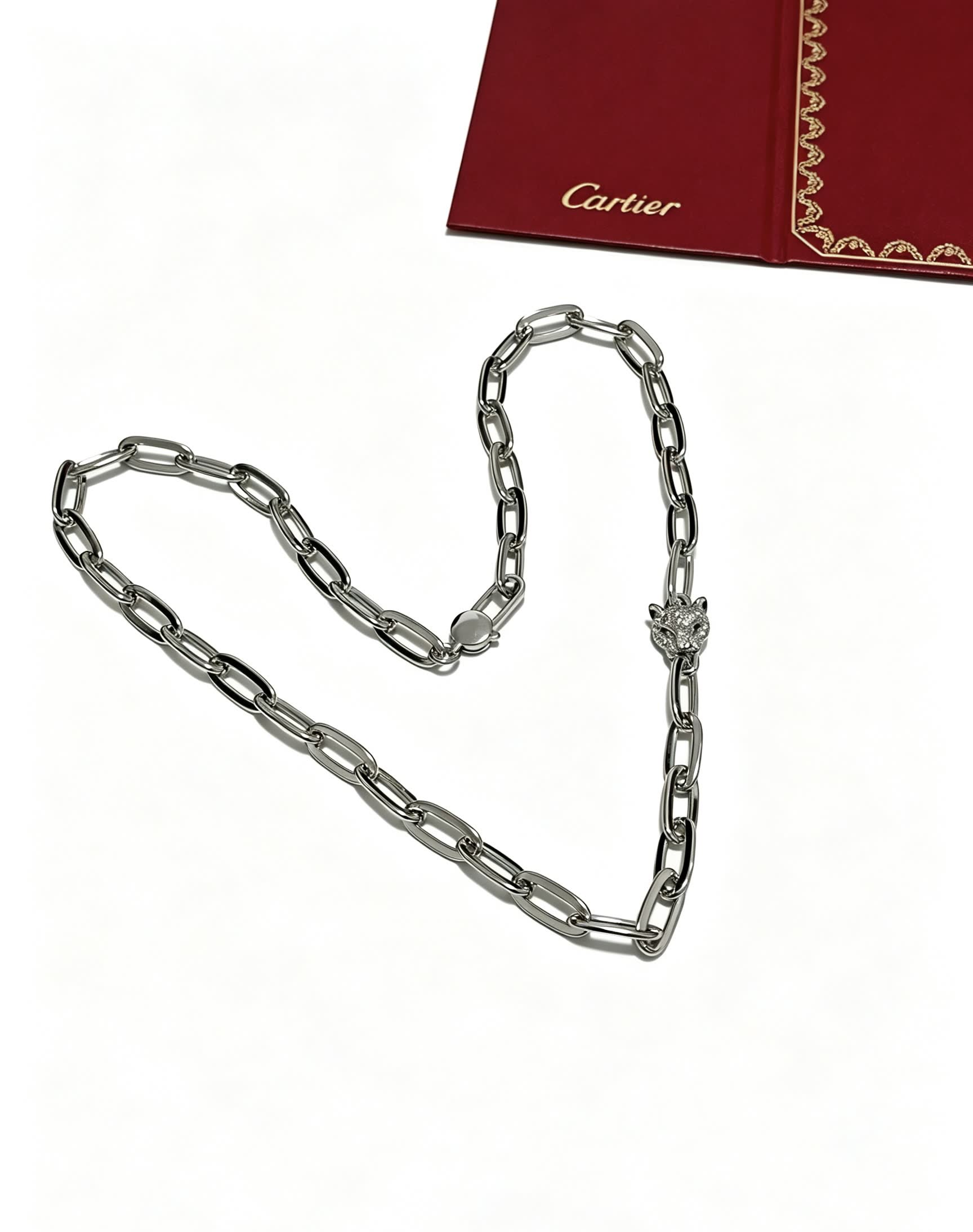 Cartier Silver Chain with Panther Pendant