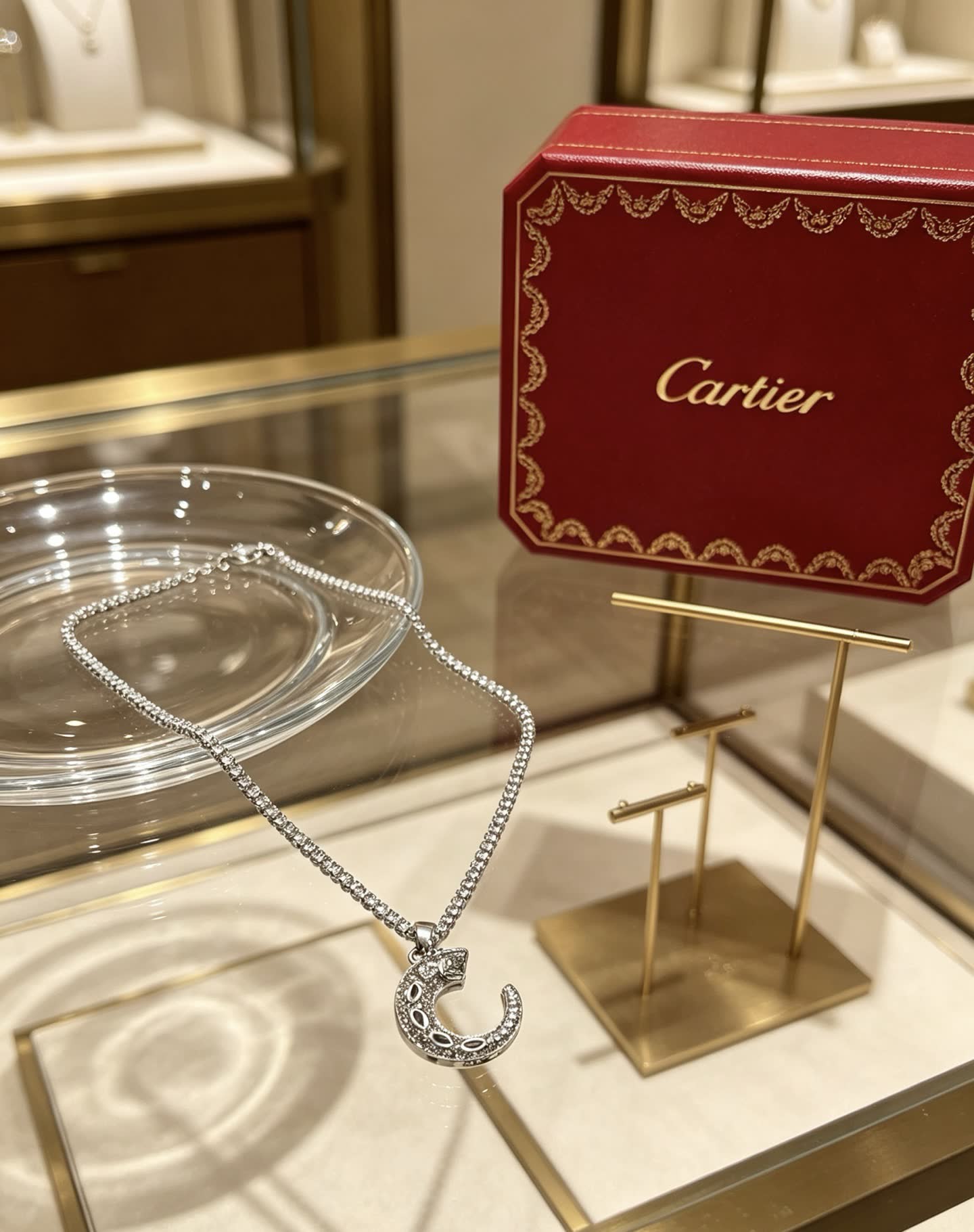 Cartier Crescent Moon Diamond Necklace