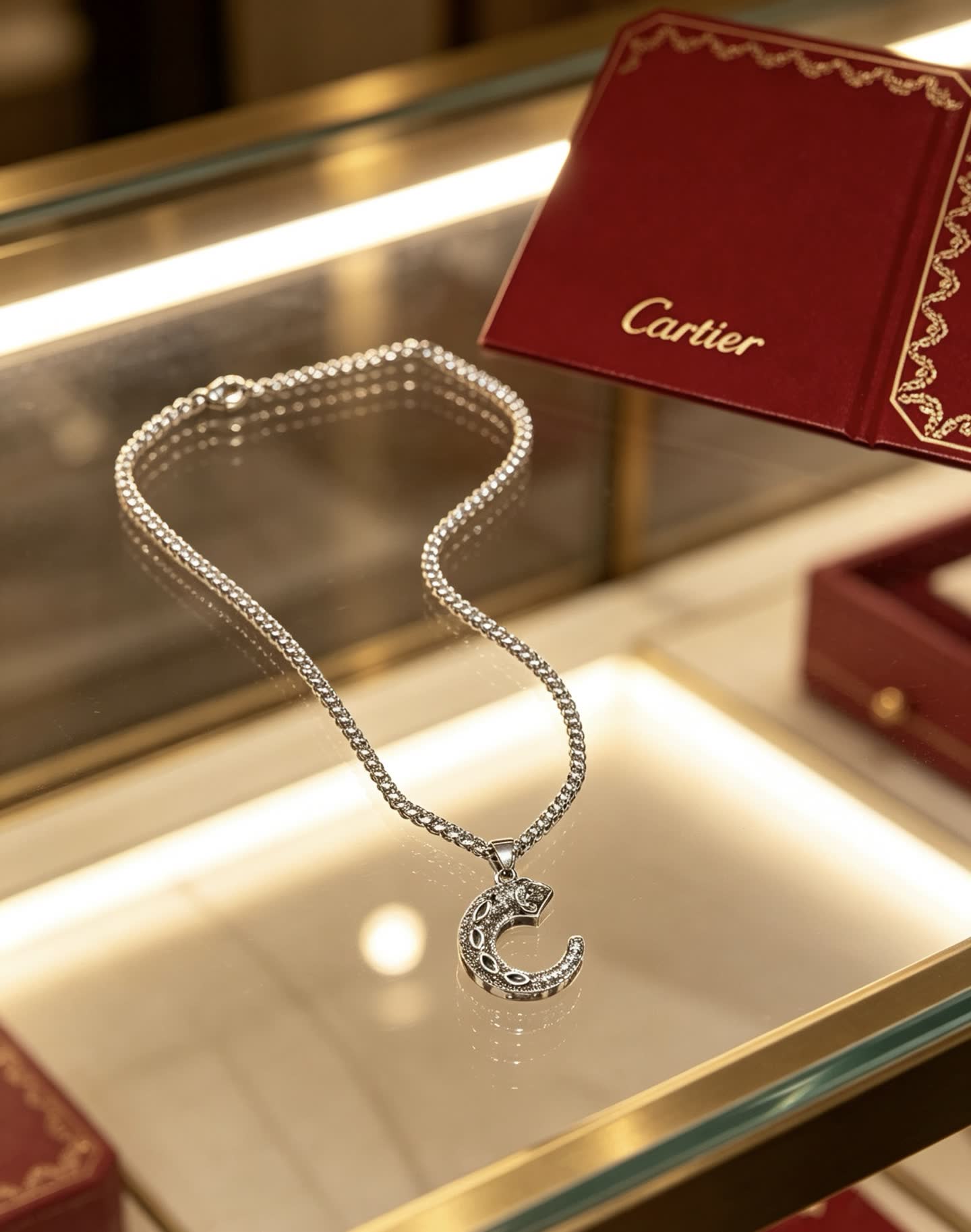 Cartier Crescent Moon Diamond Necklace