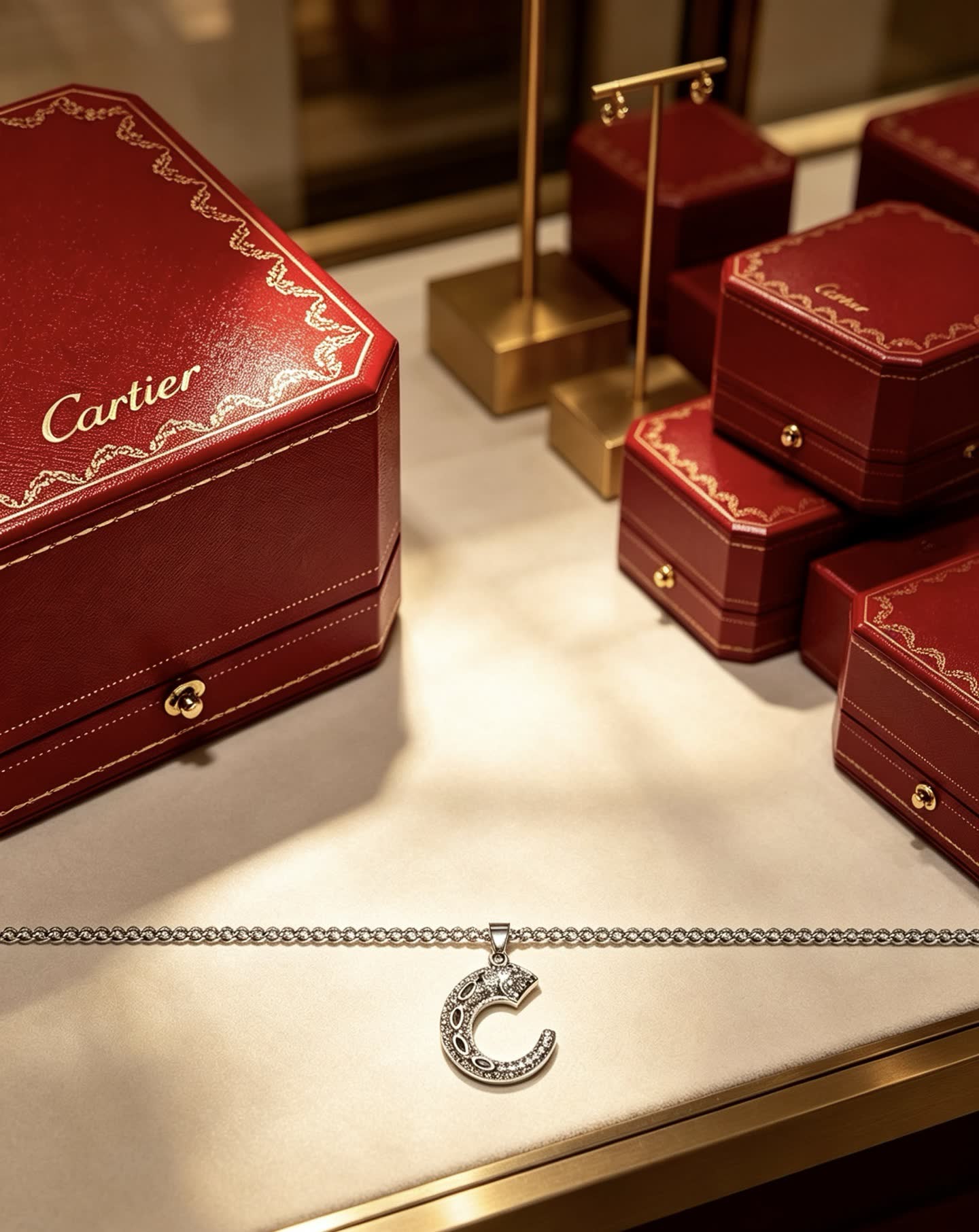 Cartier Crescent Moon Diamond Necklace