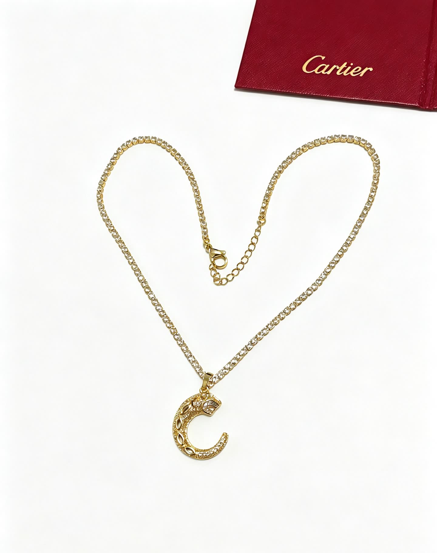 Cartier Gold and Diamond Crescent Moon Necklace Cartier Gold and Diamond Crescent Moon Necklace
