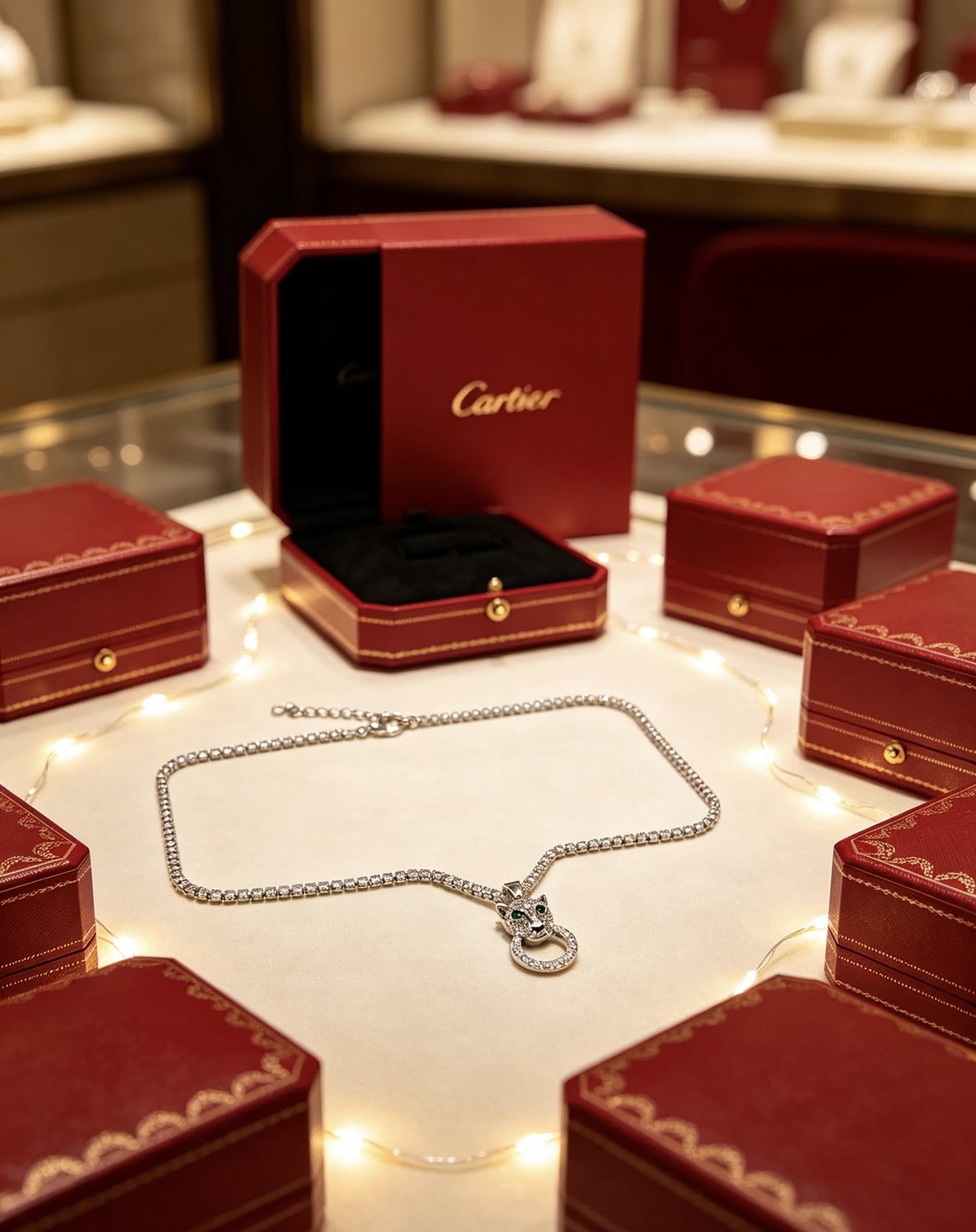 Cartier Silver Panther Head Pendant with Ring Charm