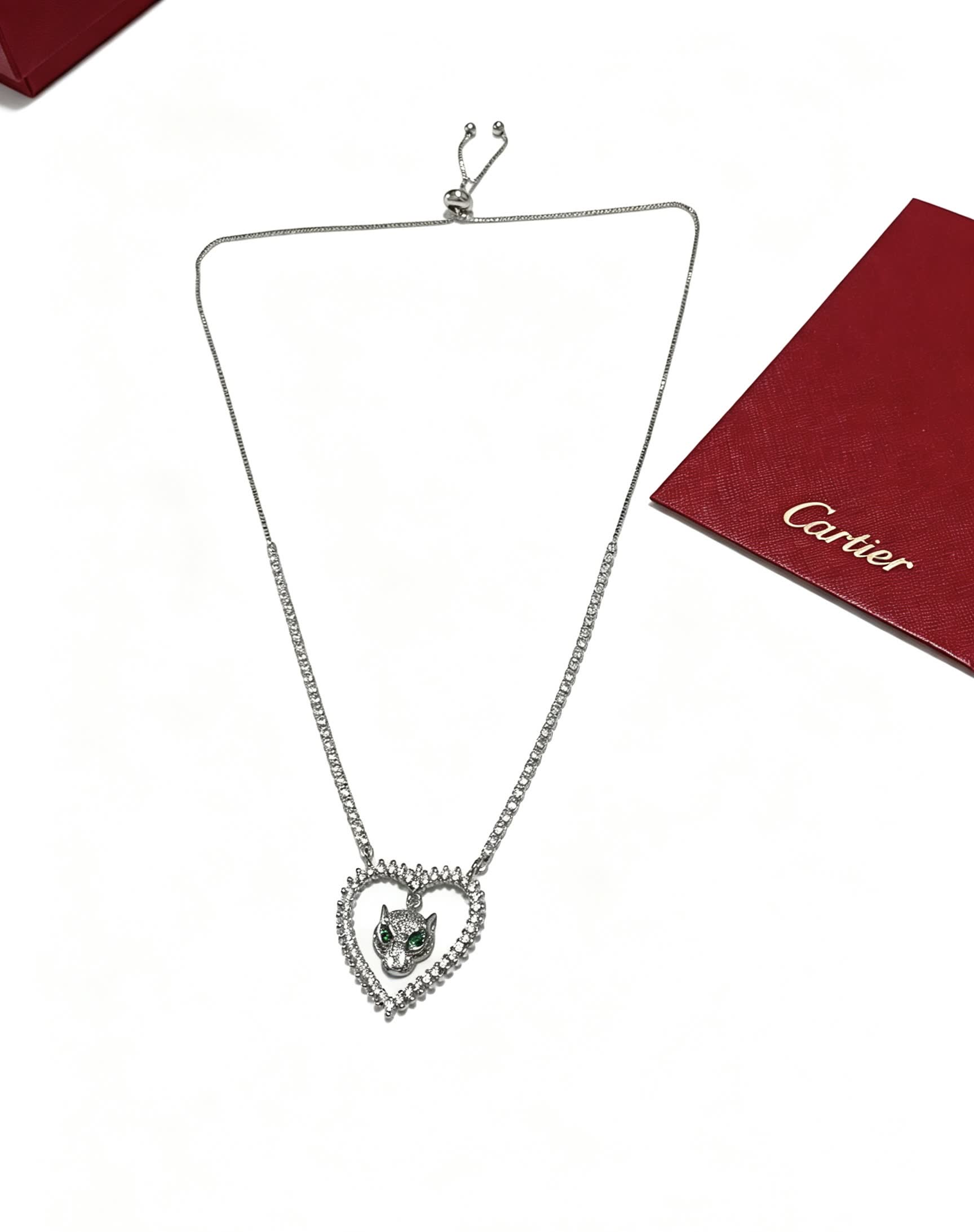 Cartier Heart Shaped Pendant Necklace with Gemstone