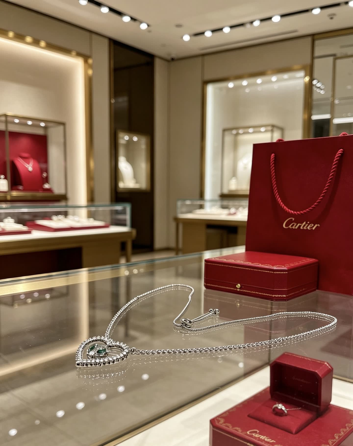 Cartier Heart Shaped Pendant Necklace with Gemstone