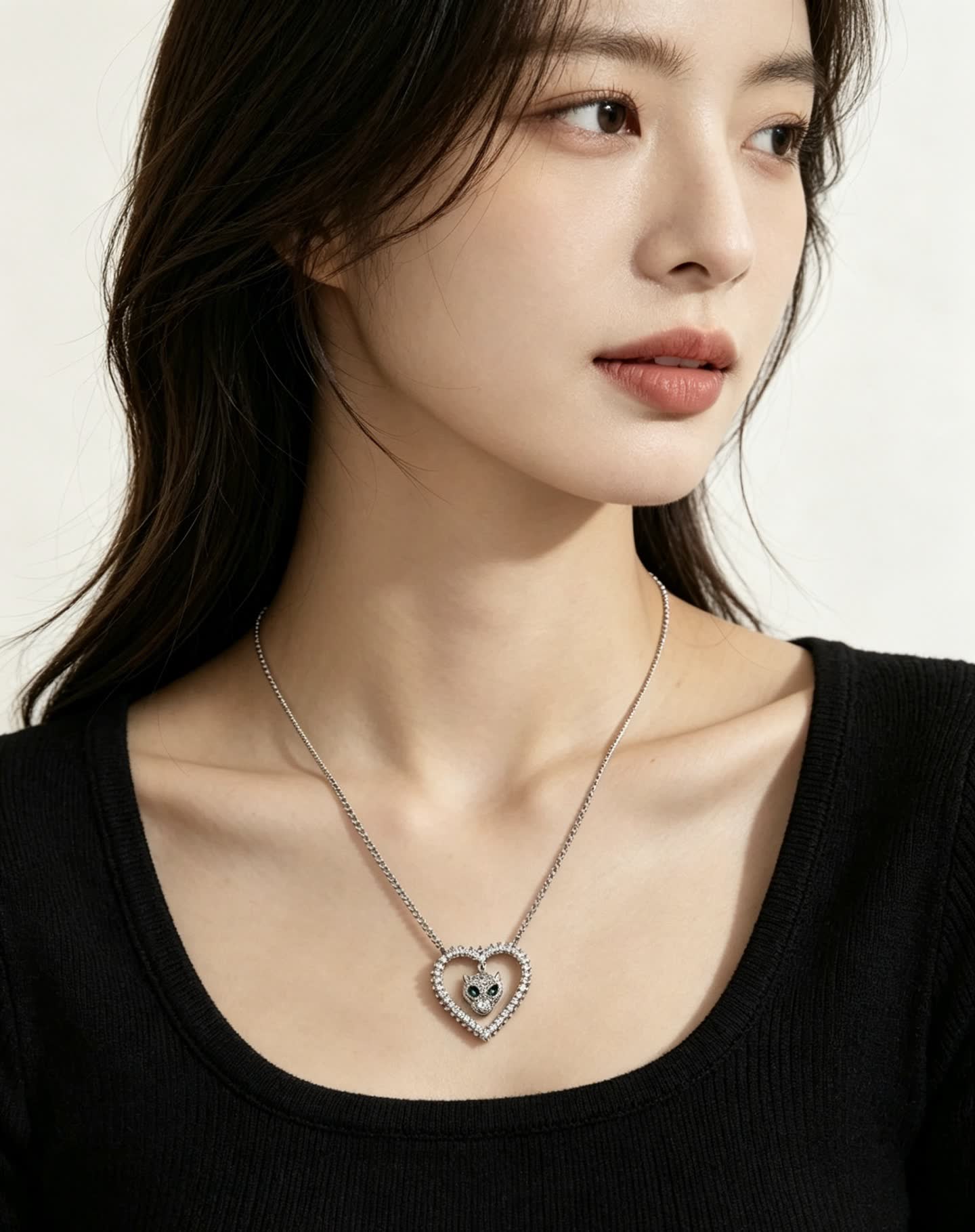 Cartier Heart Shaped Pendant Necklace with Gemstone