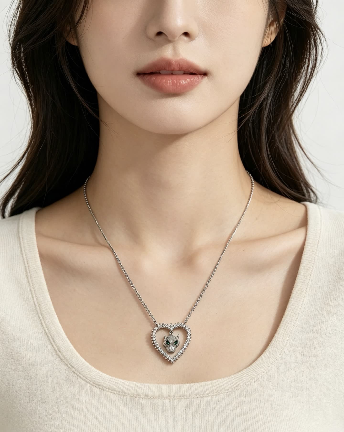 Cartier Heart Shaped Pendant Necklace with Gemstone