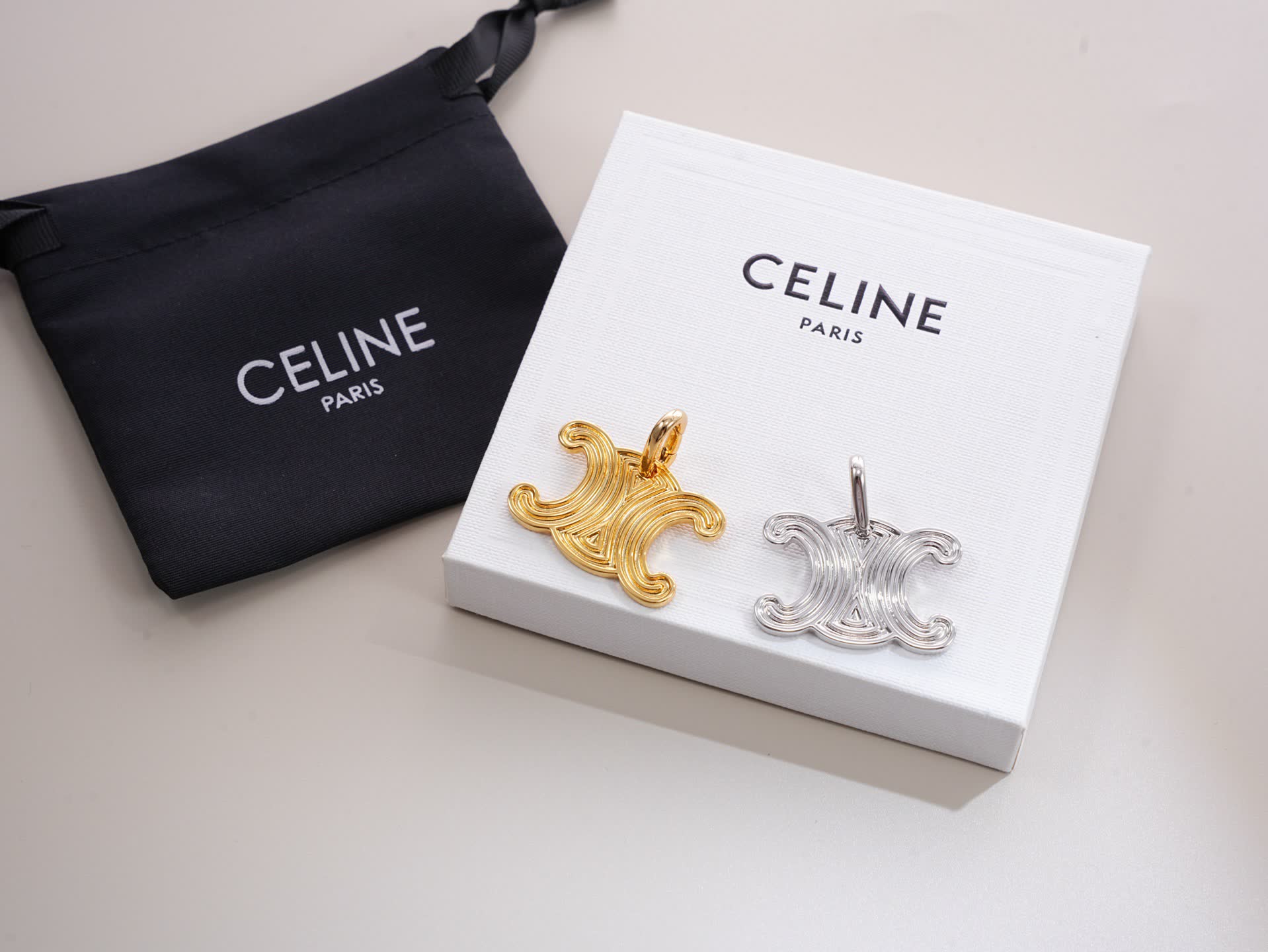 Celine Paris Gold Tone 'X' Charm Pendant