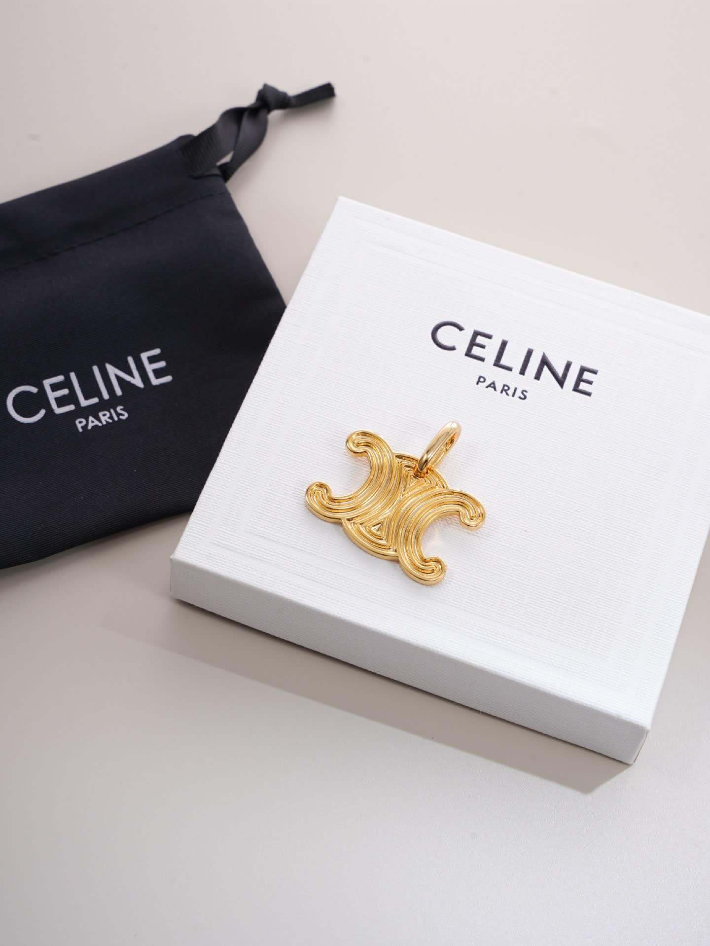 Celine Paris Gold Tone 'X' Charm Pendant