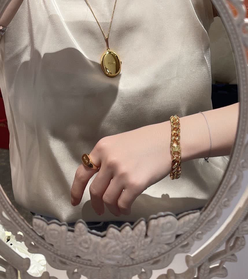 Celine Polo Ralph Lauren Gold-Plated Locket Necklace