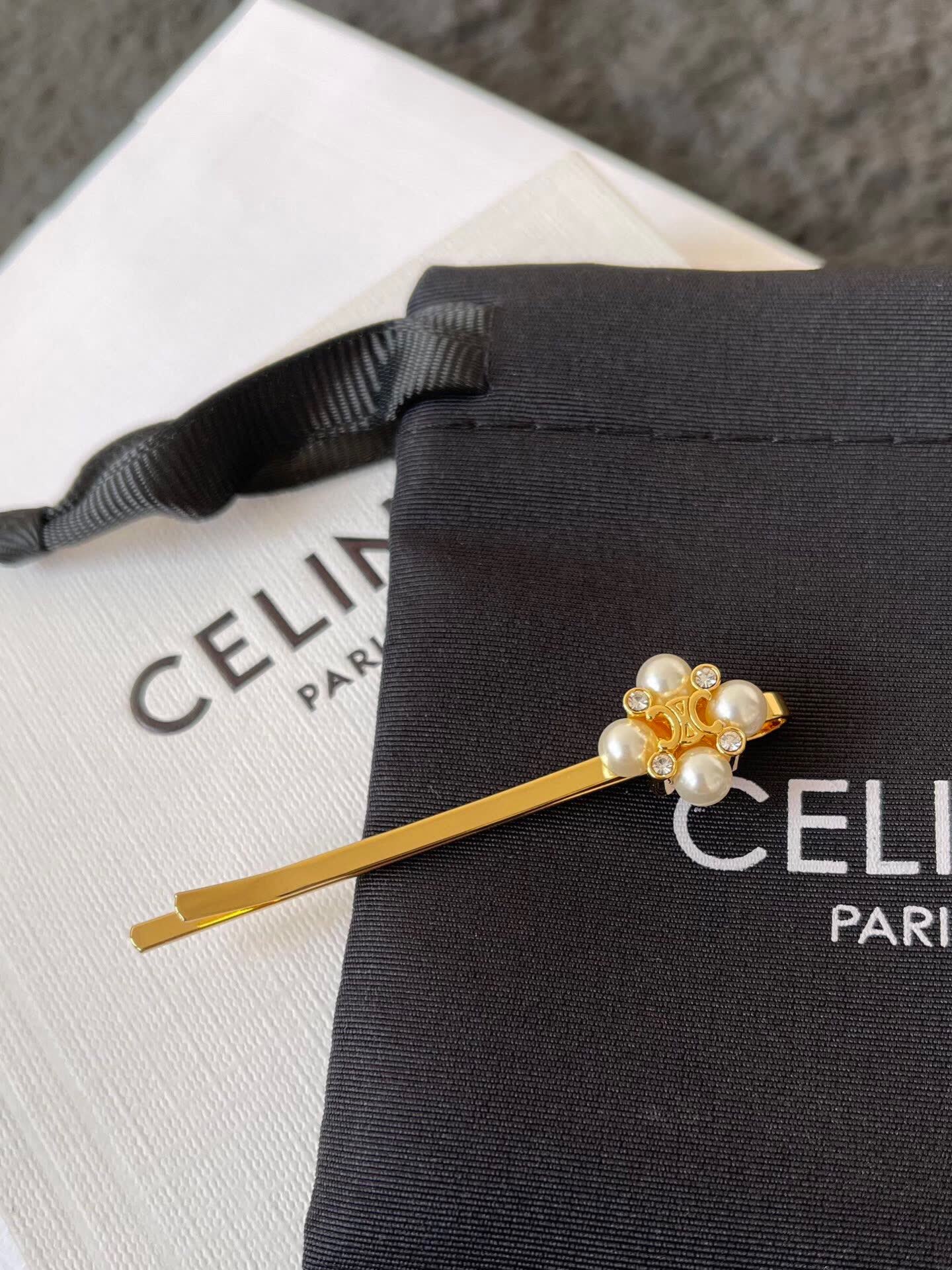 Celine Pearl Cross Pendant Necklace