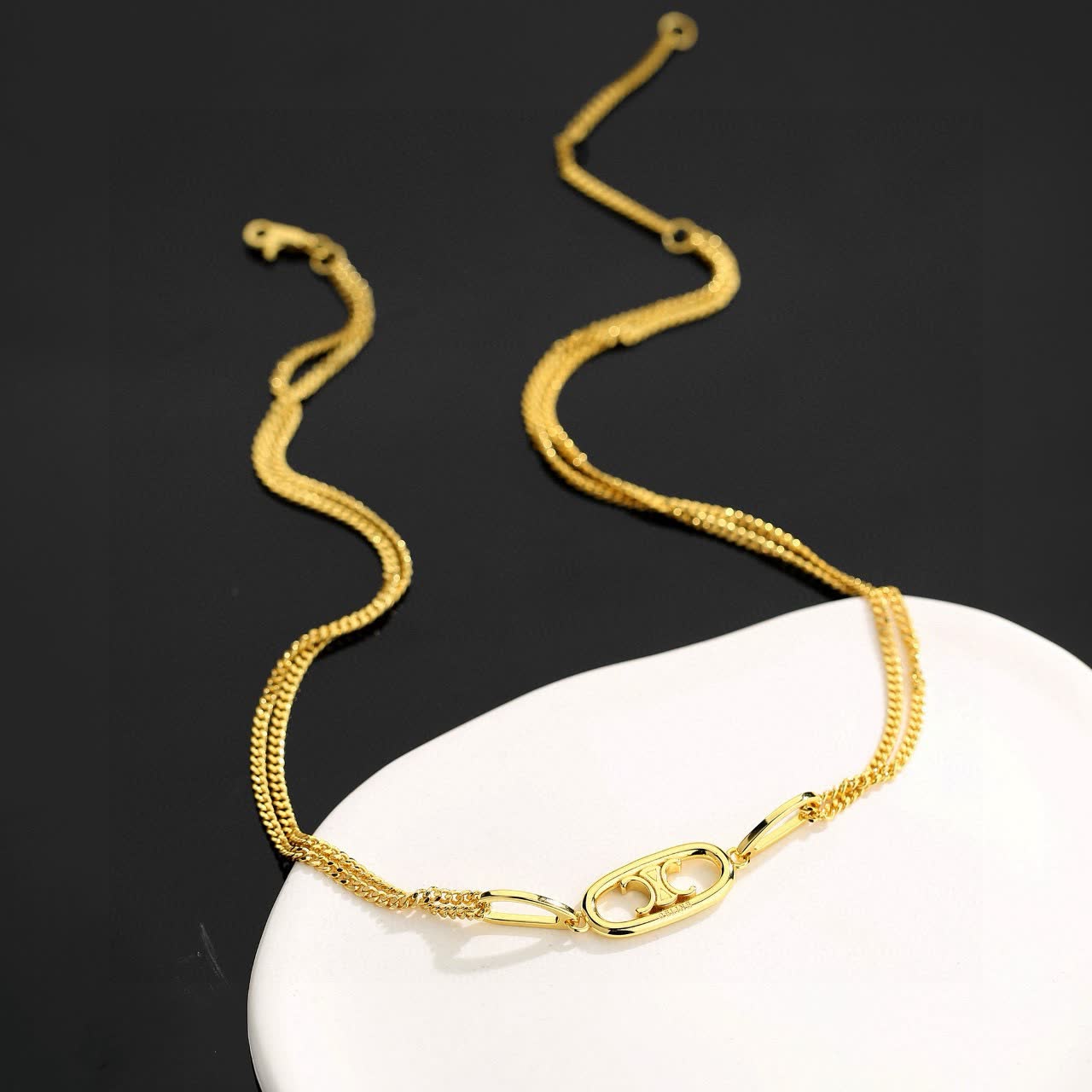 Chanel CC Logo Gold Necklace