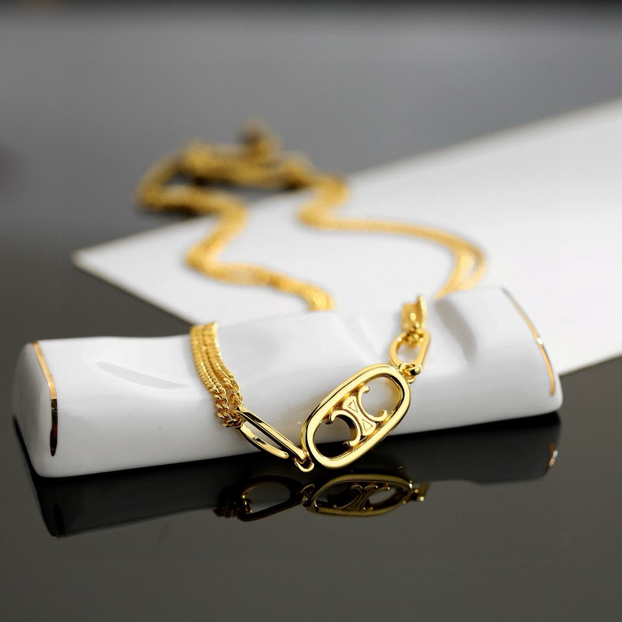Chanel CC Logo Gold Necklace