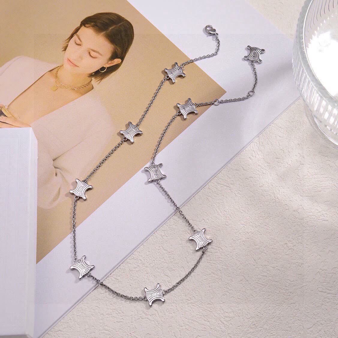 Celine Silver 'X' Charm Necklace