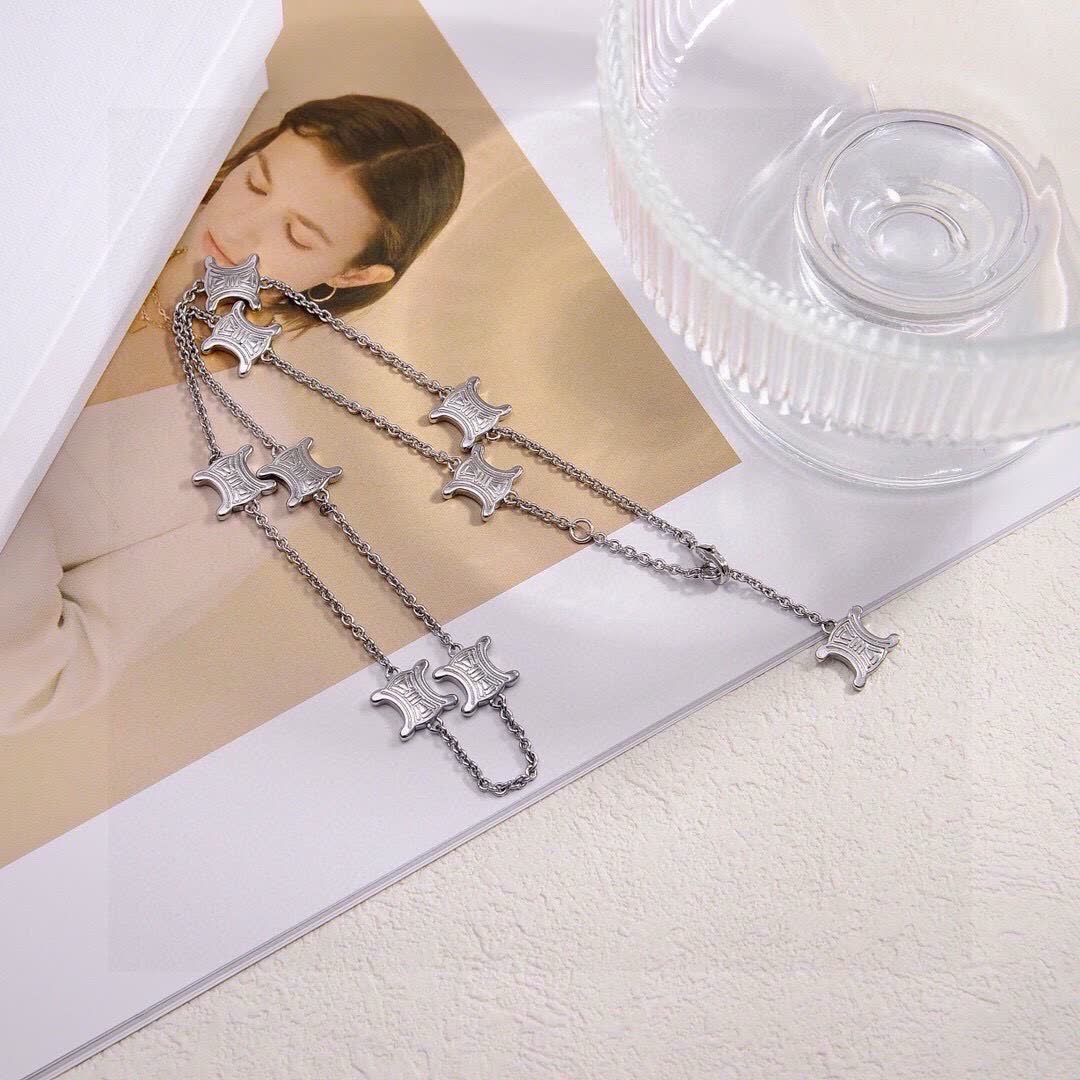 Celine Silver 'X' Charm Necklace