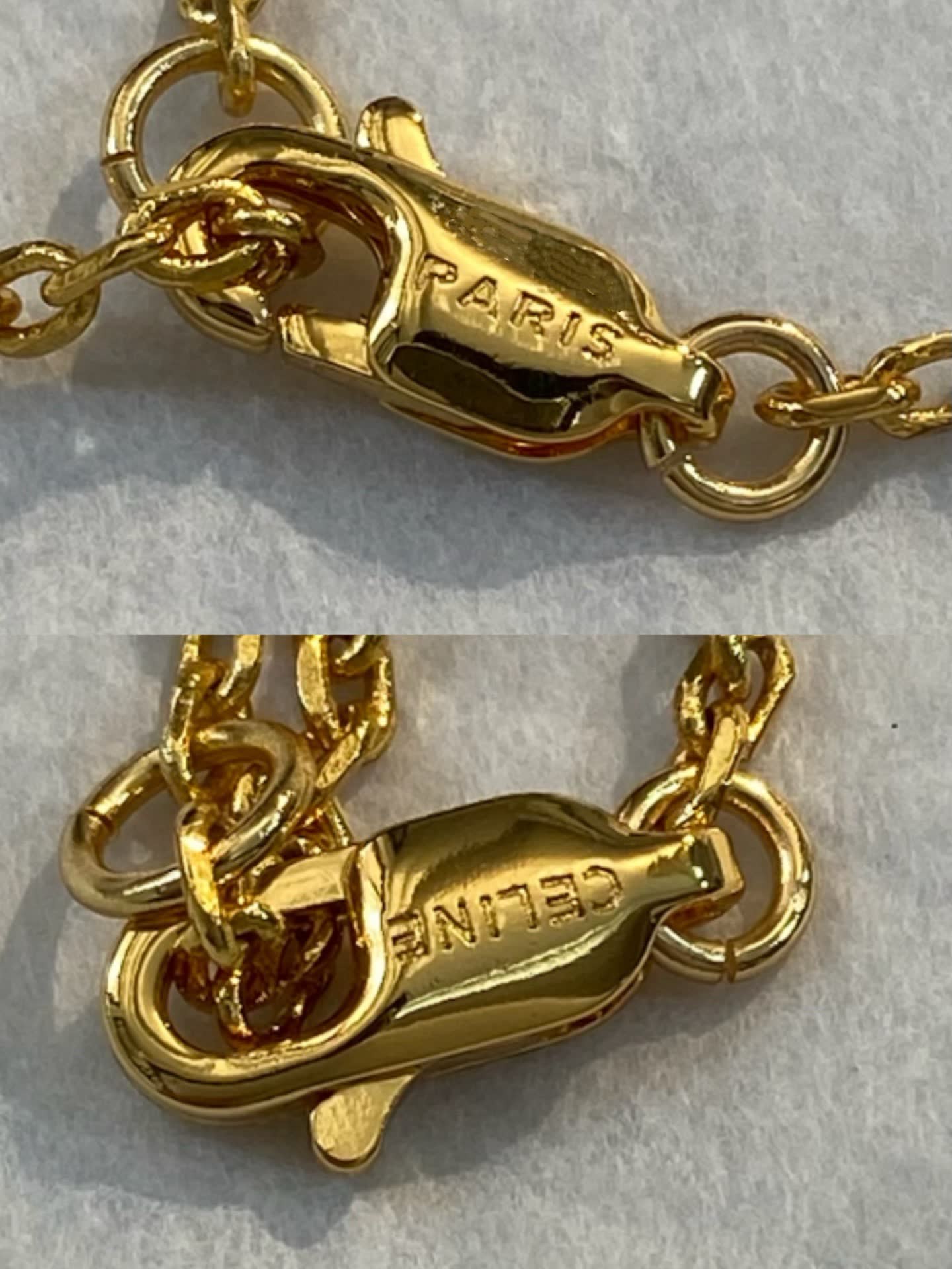 Celine Paris Gold Tone 'CC' Logo Necklace
