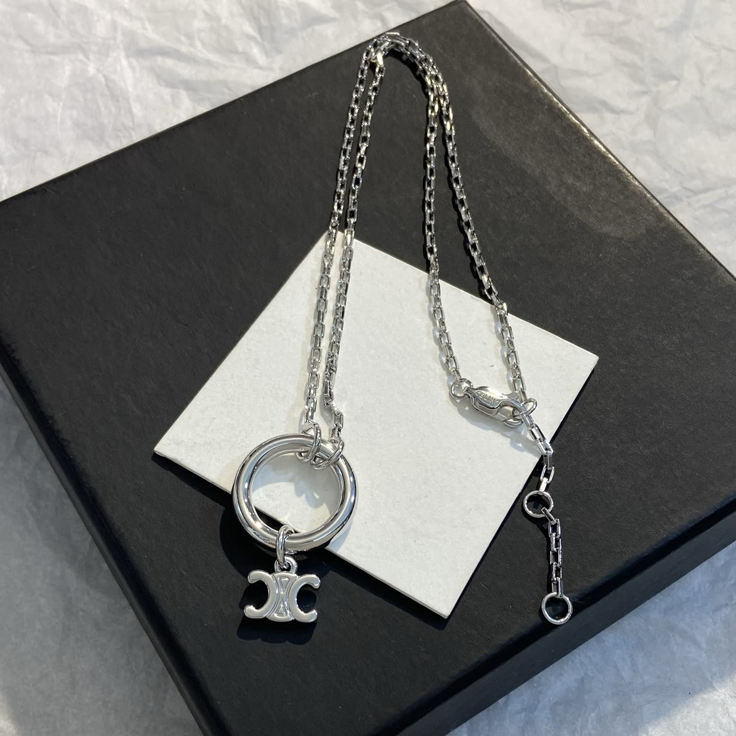 Chanel Silver Necklace with CC Logo