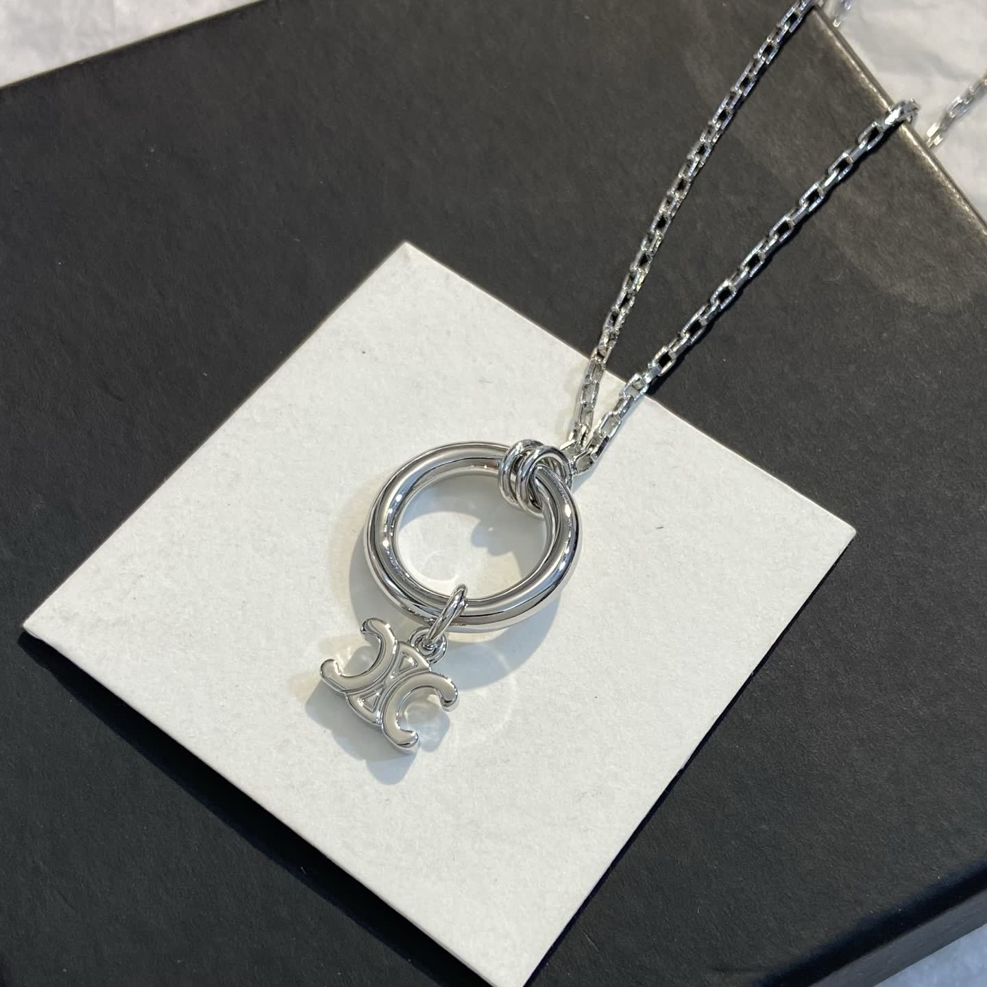 Chanel Silver Necklace with CC Logo
