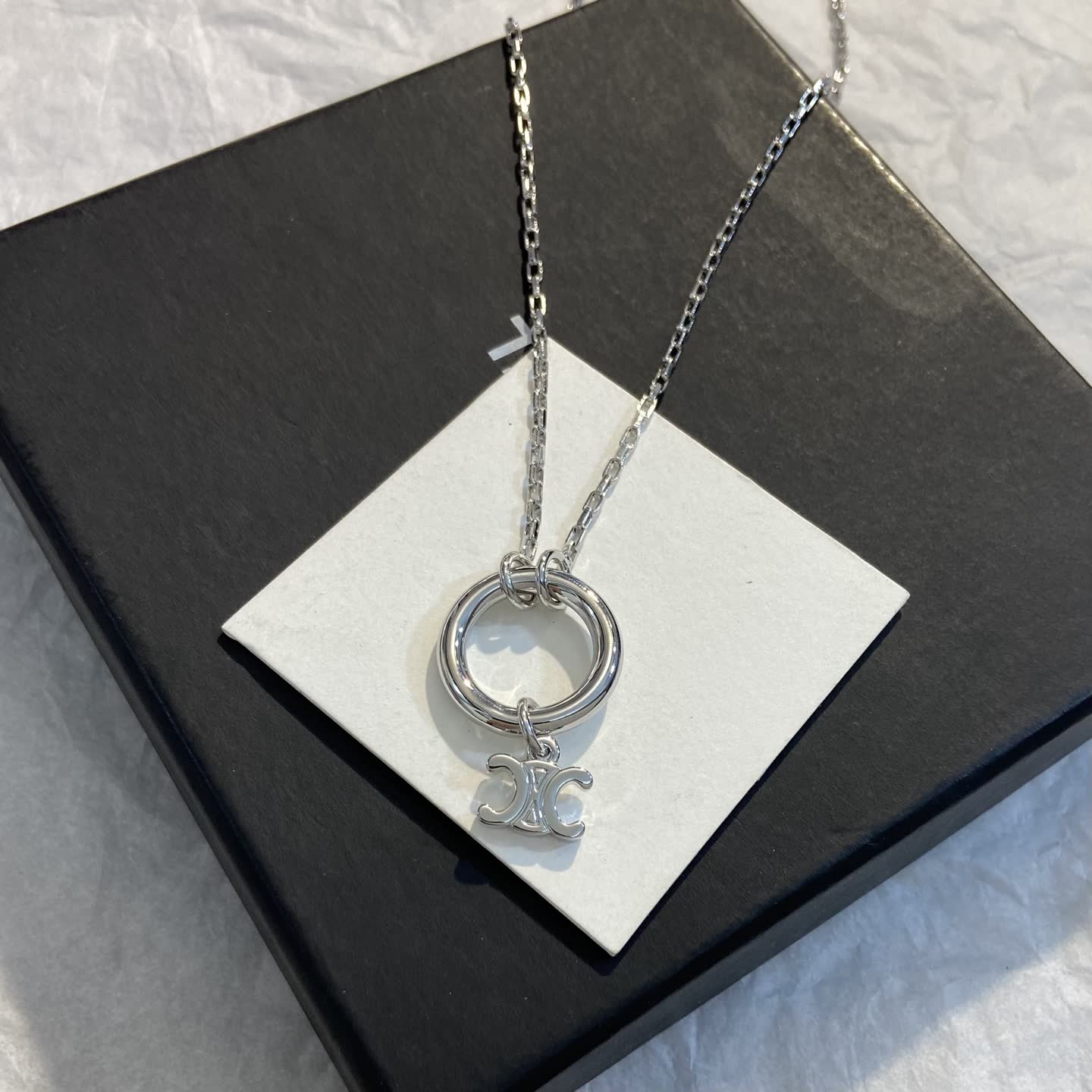 Chanel Silver Necklace with CC Logo