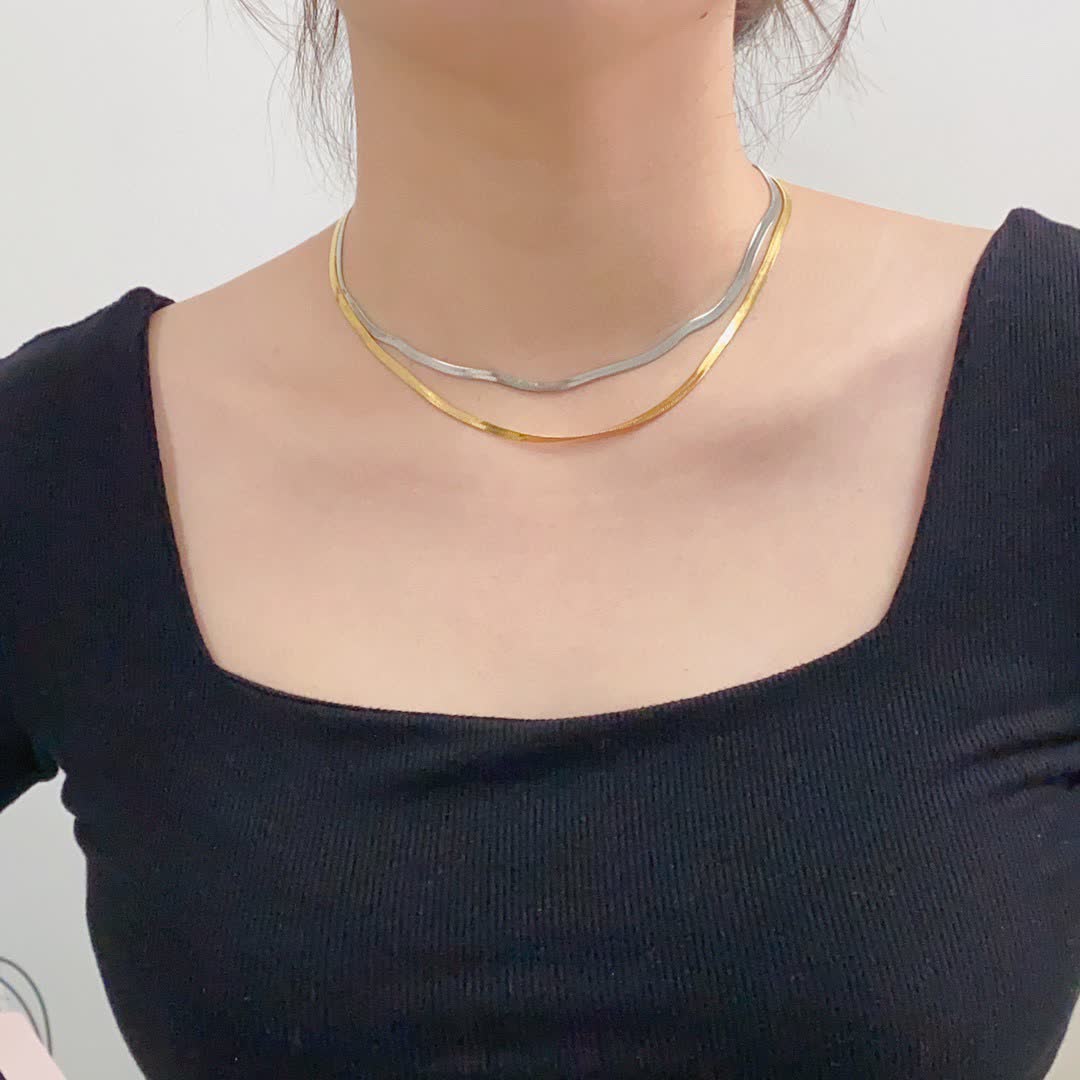 Celine Elegant Double Layered Gold and Silver Necklace