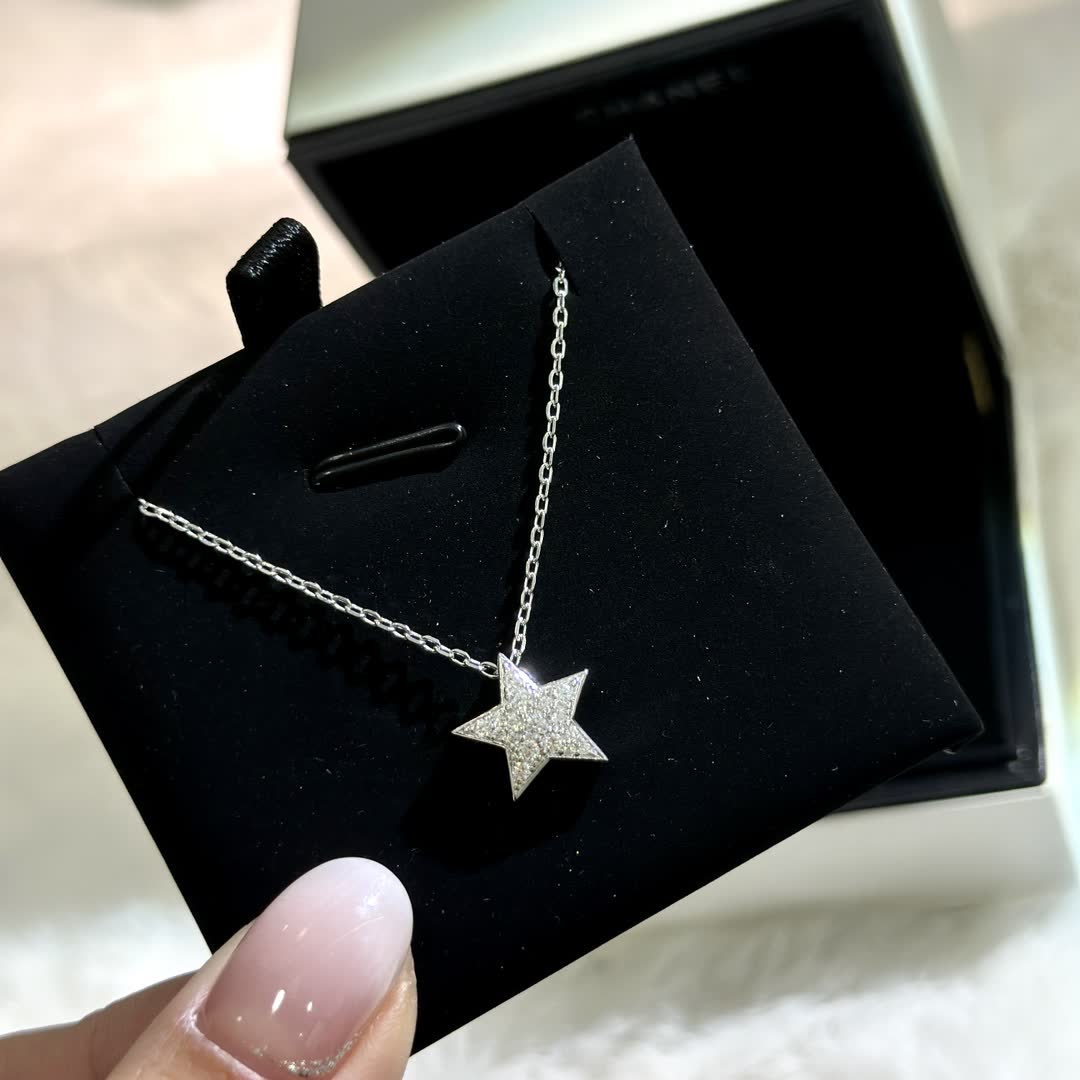 Chanel Silver Star Pendant Necklace