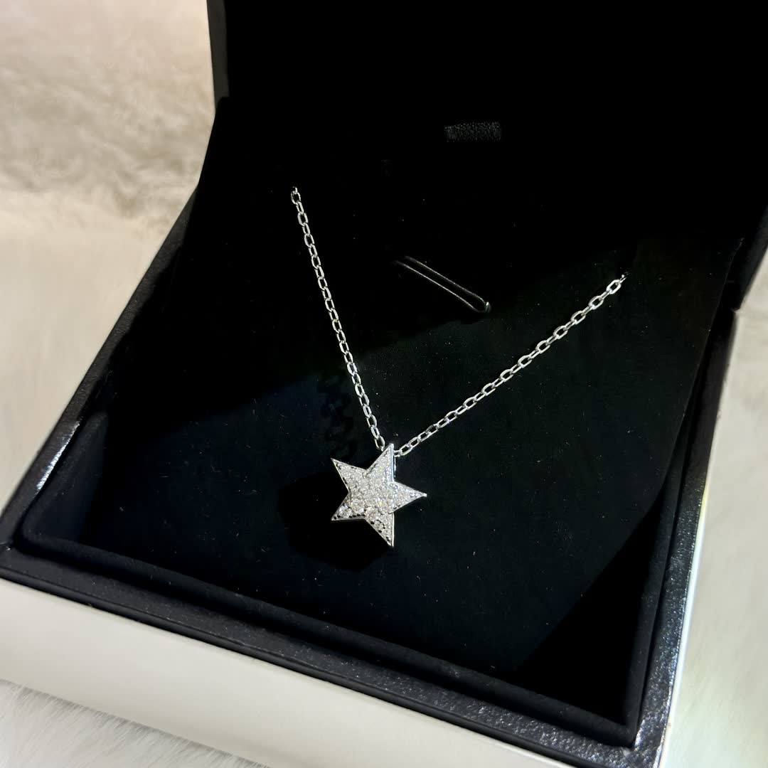 Chanel Silver Star Pendant Necklace