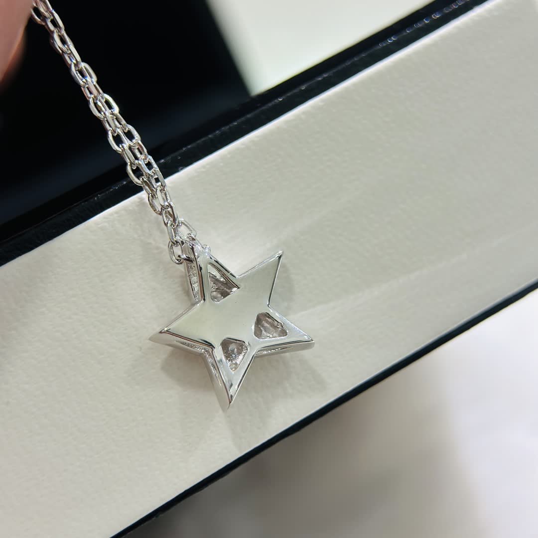 Chanel Silver Star Pendant Necklace