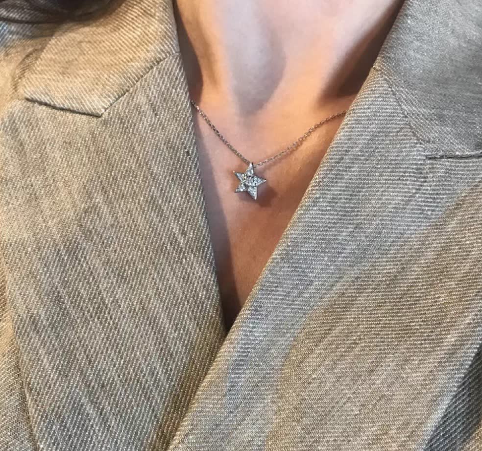 Chanel Silver Star Pendant Necklace