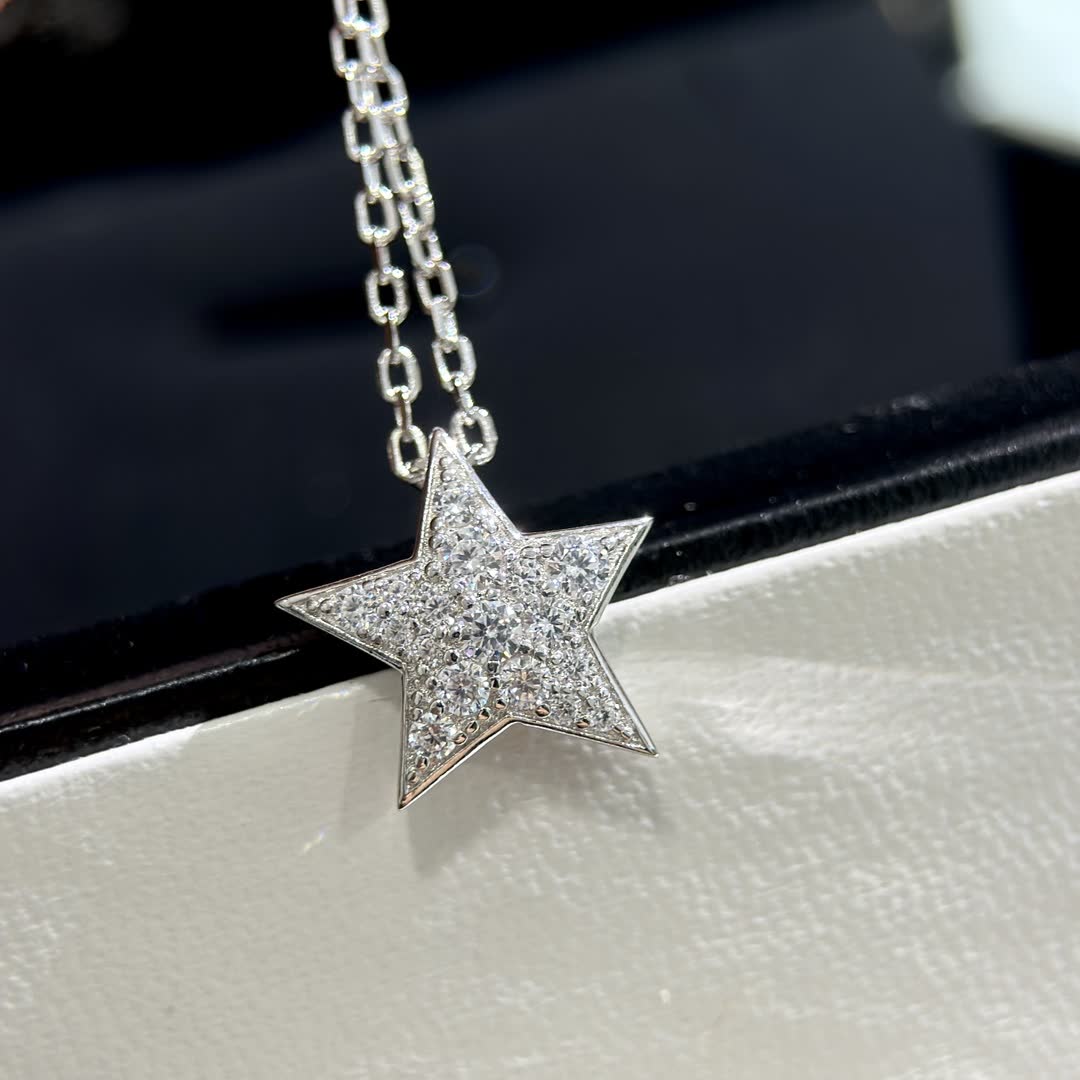 Chanel Silver Star Pendant Necklace