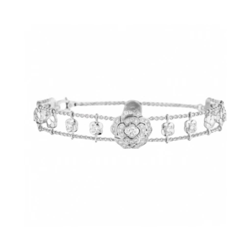 Chanel Silver Flower Diamond Necklace Chanel Silver Flower Diamond Necklace