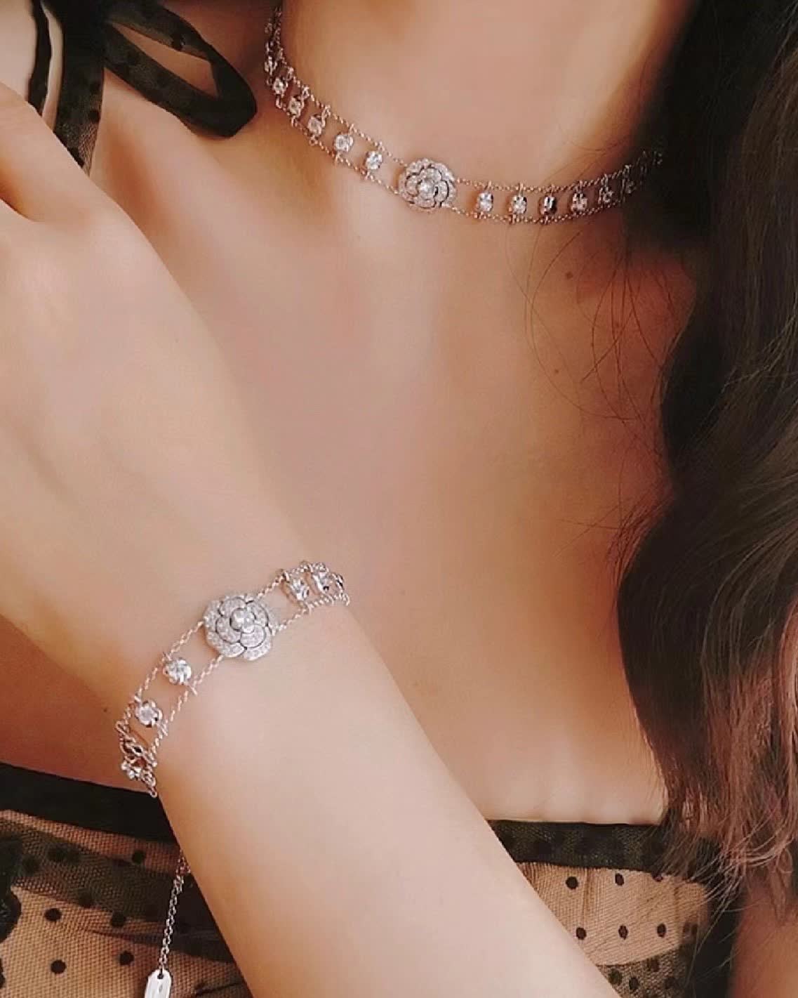 Chanel Silver Flower Diamond Necklace Chanel Silver Flower Diamond Necklace