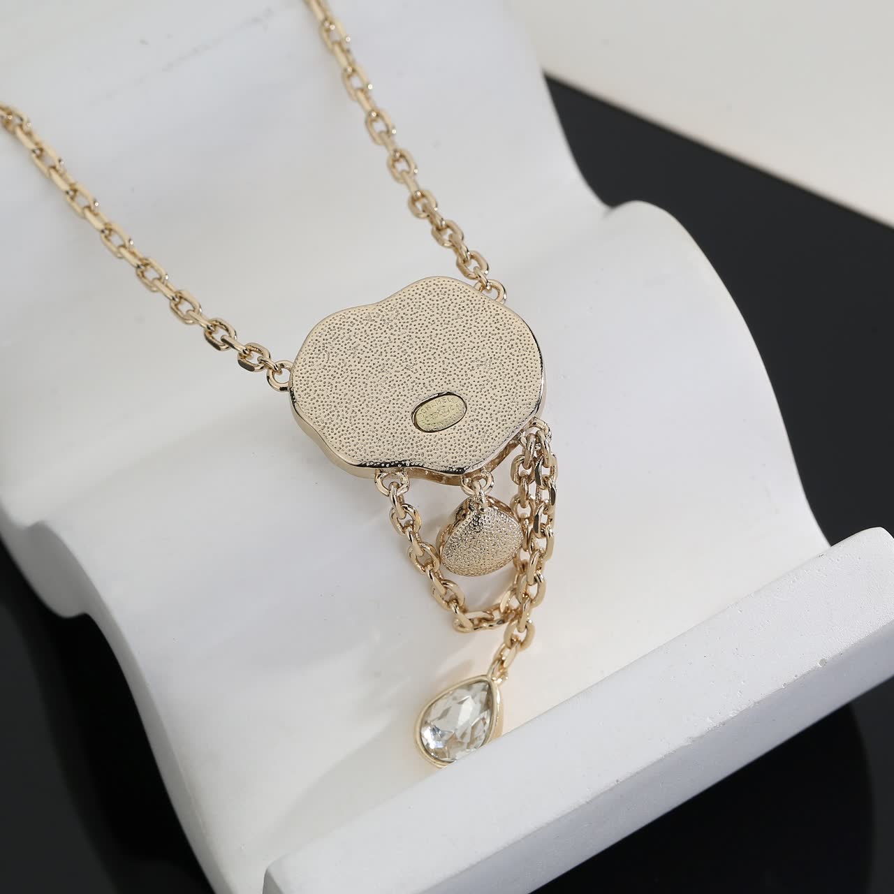 Chanel Gold and Pearl Necklace with Crystal Pendants