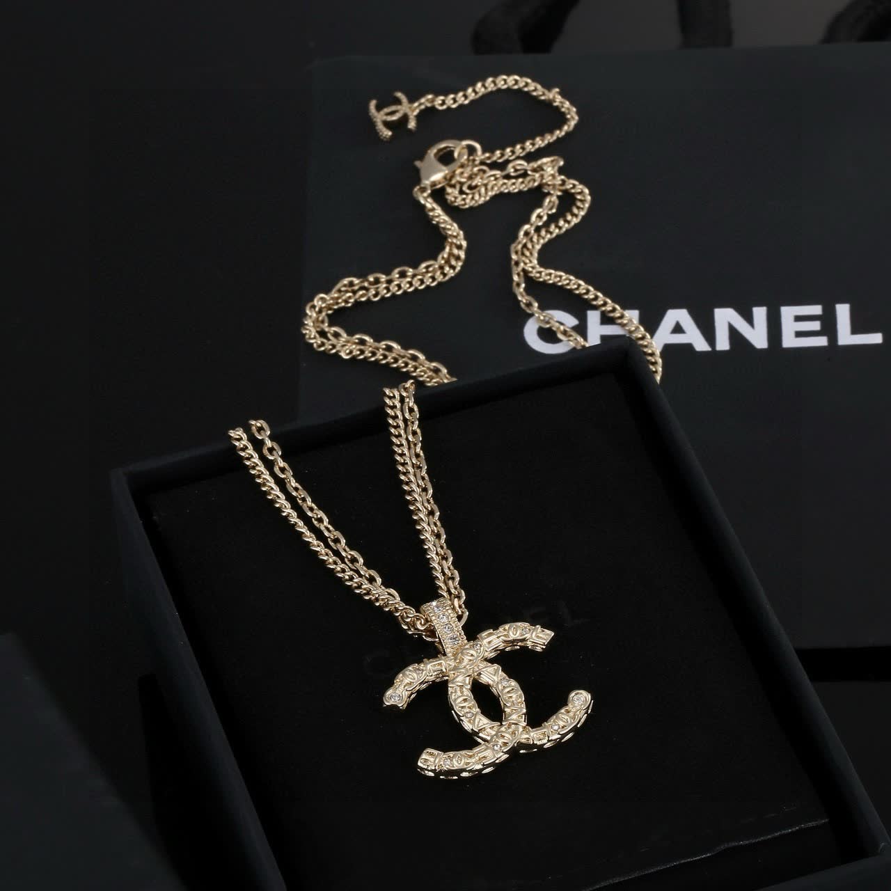 Chanel CC Logo Gold Plated Necklace