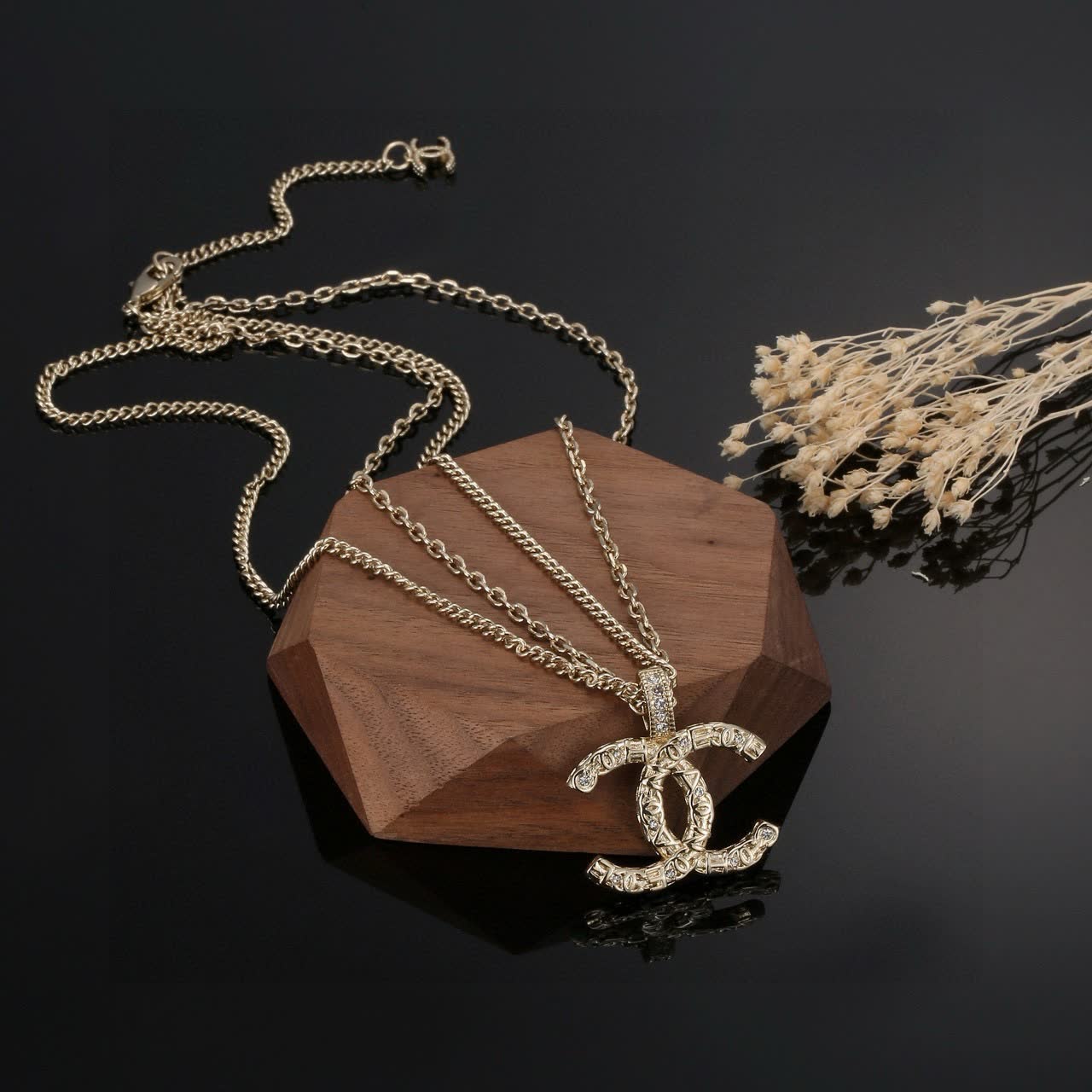 Chanel CC Logo Gold Plated Necklace
