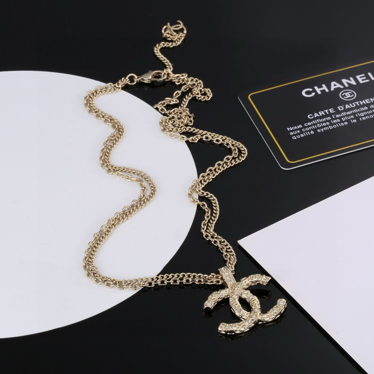 Chanel CC Logo Gold Plated Necklace