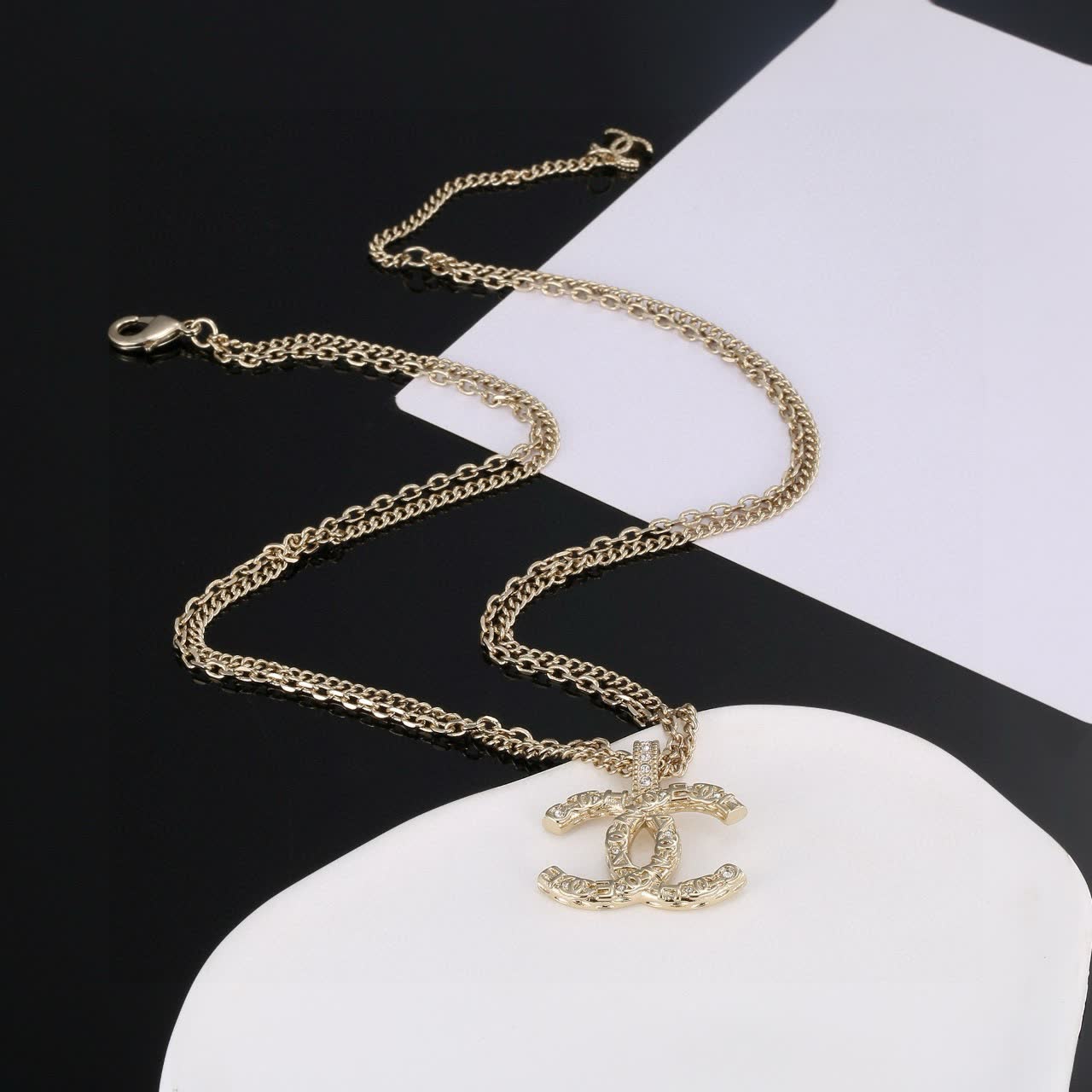 Chanel CC Logo Gold Plated Necklace