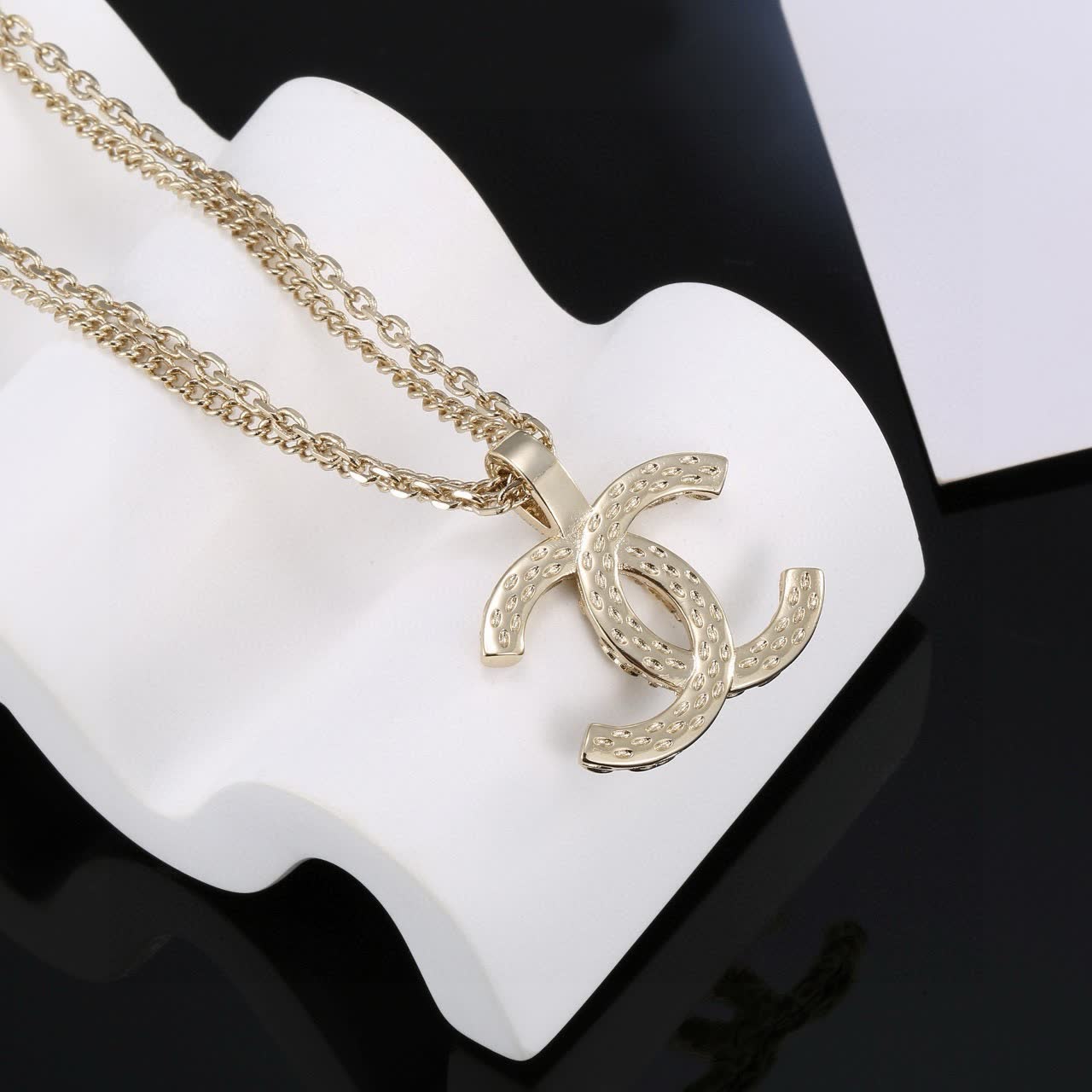 Chanel CC Logo Gold Plated Necklace