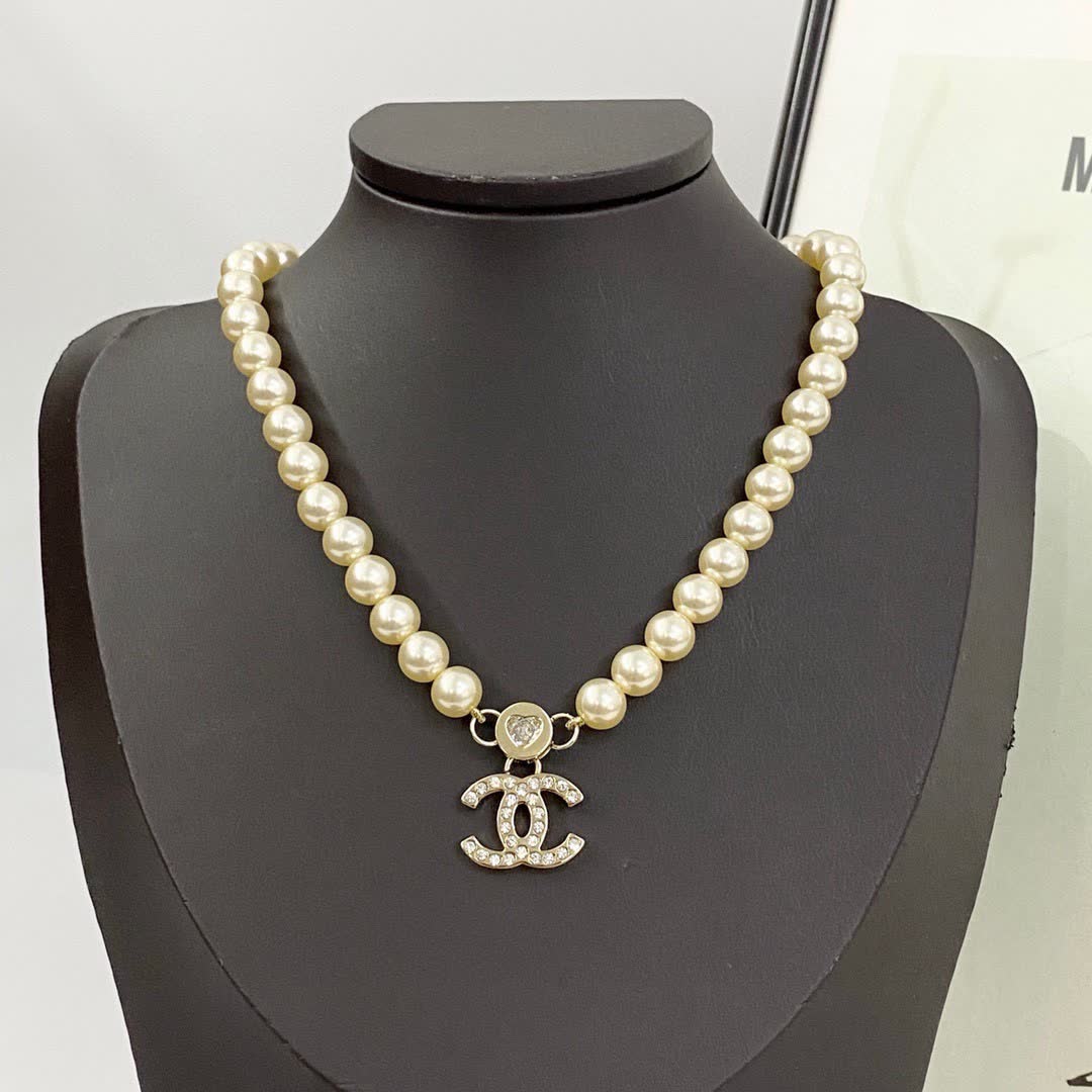 Chanel Pearl Necklace with CC Pendant