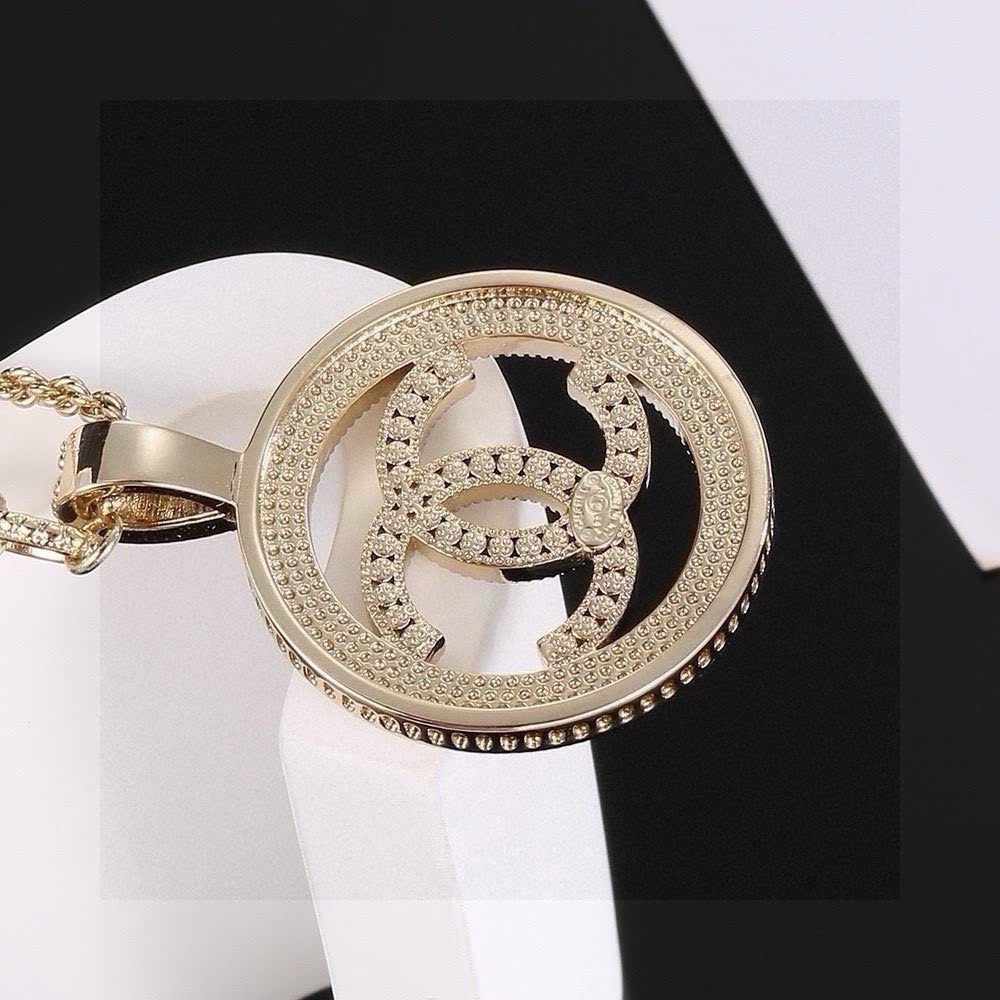 Chanel CC Logo Diamond Pendant Necklace